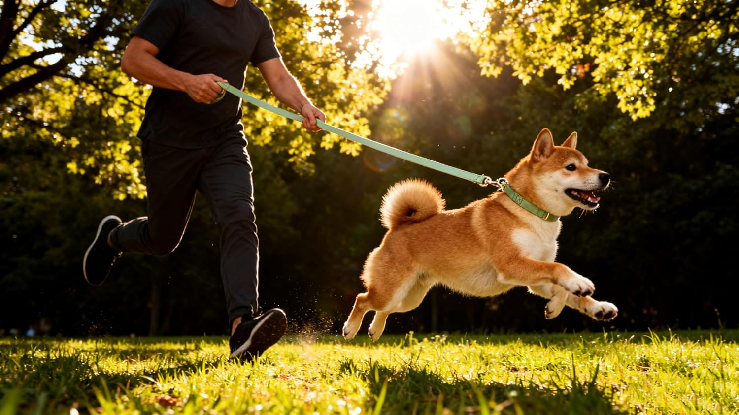 Thumbnail 5 de YUDOTE 150cm Soft Cotton Dog Lead with PU Leather (Sage Green) – 1.5cm wide everyday leash for small puppies