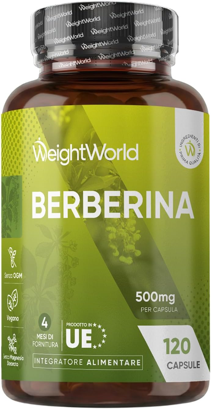 Detalle de Berberina Vegana WeightWorld 500 mg — 120 Capsule, 4 Mesi di Scorta