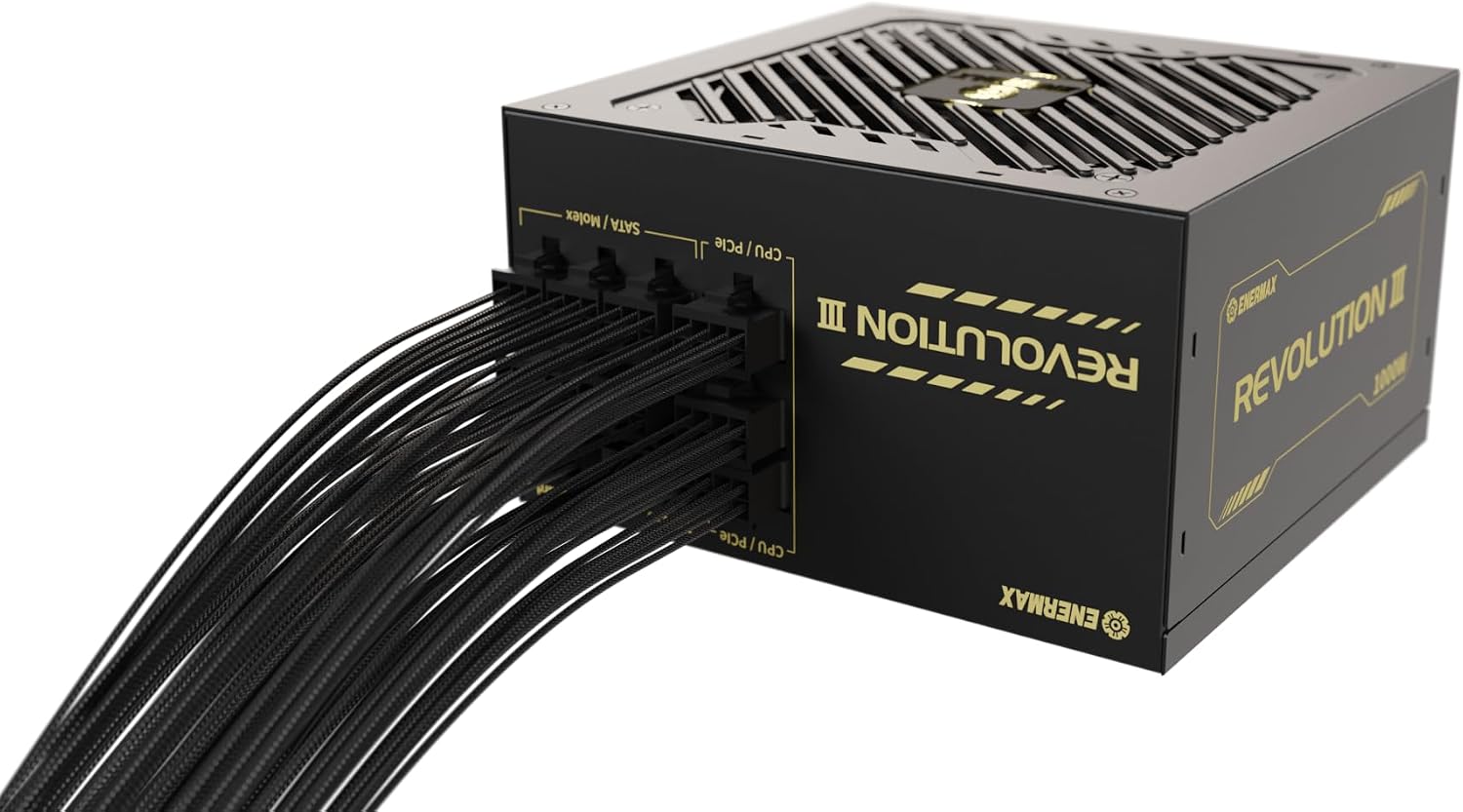 Detalle de ENERMAX Revolution III 1000 W – zasilacz ATX 3.1, PCIe 5.1, modularny, 80 PLUS Gold