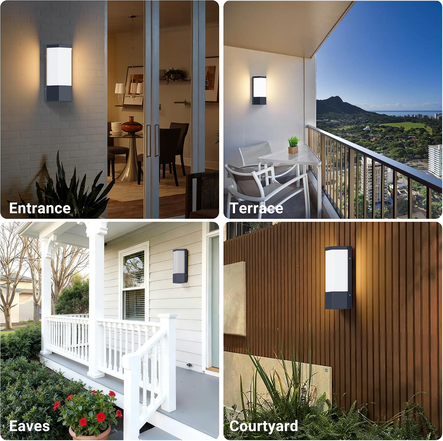 Detalle de Aipsun 24W Applique LED da Esterno/Interno Antracite: 2000 lm, IP65, 88 LED, 3000K