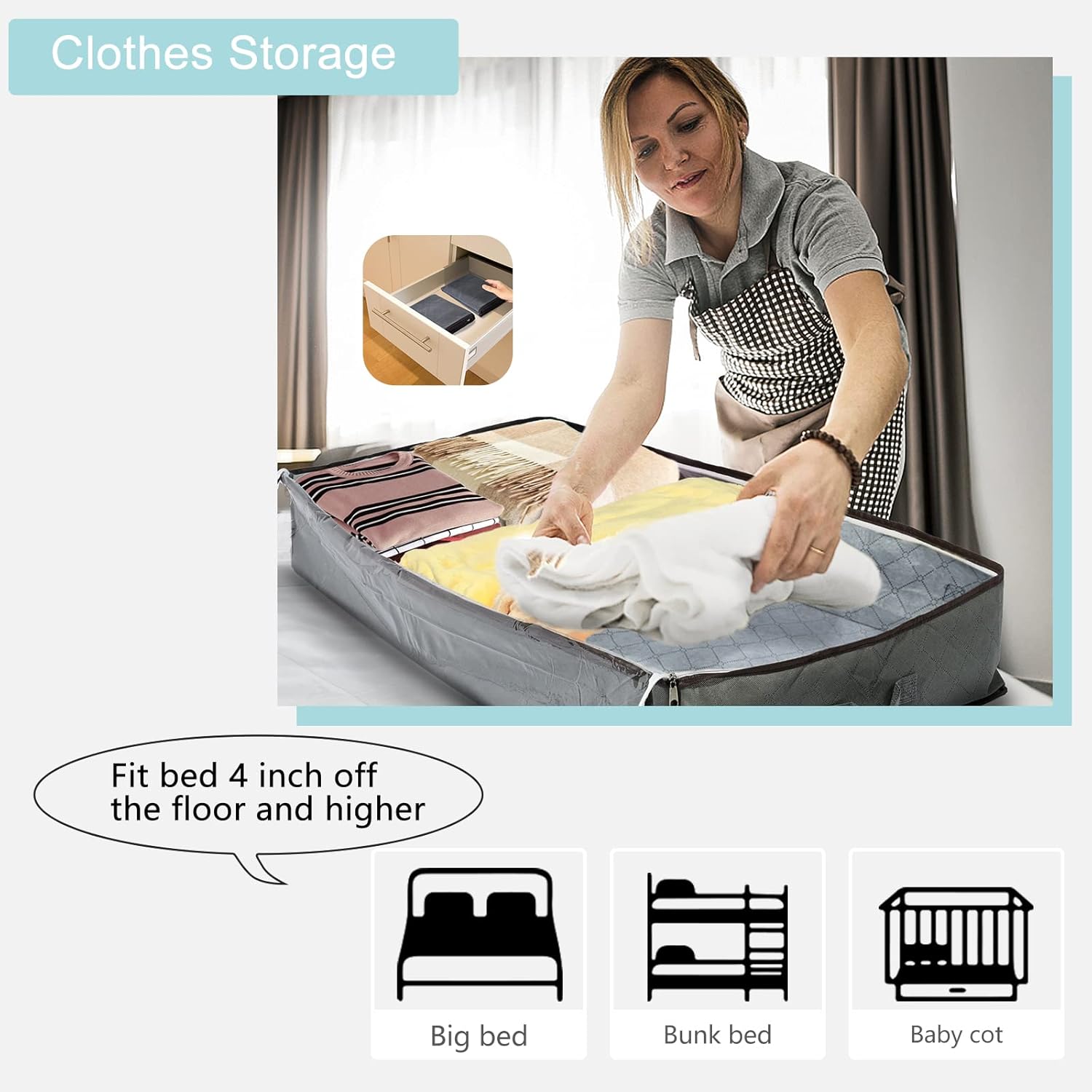 Thumbnail 3 de MIXC 4 Pack Underbed Storage Boxes (100L Each) with Lids