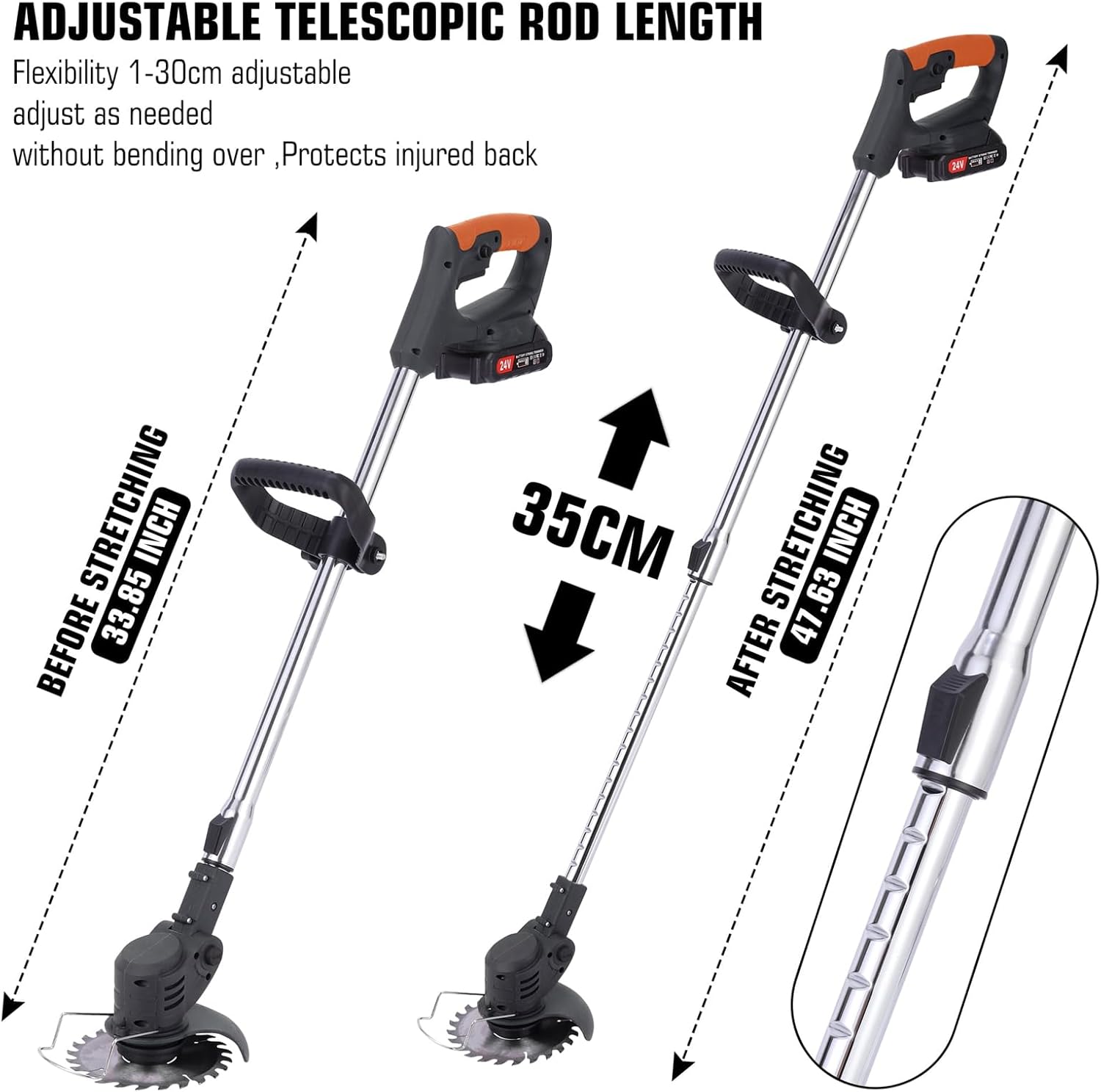Thumbnail 1 de KEJSNDXC Garden Cordless Strimmer with metal blade, height-adjustable pole and 5 blade styles