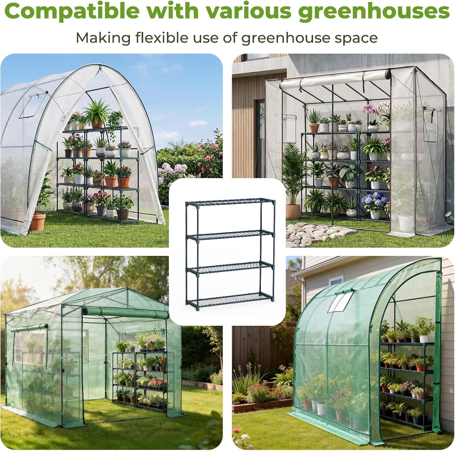 Thumbnail 4 de Ohuhu 4-Tier Plant Greenhouse Shelving (2 Pack) – Extra-Wide Portable Metal Plant Stand, 106 x 90.5 x 30.5cm