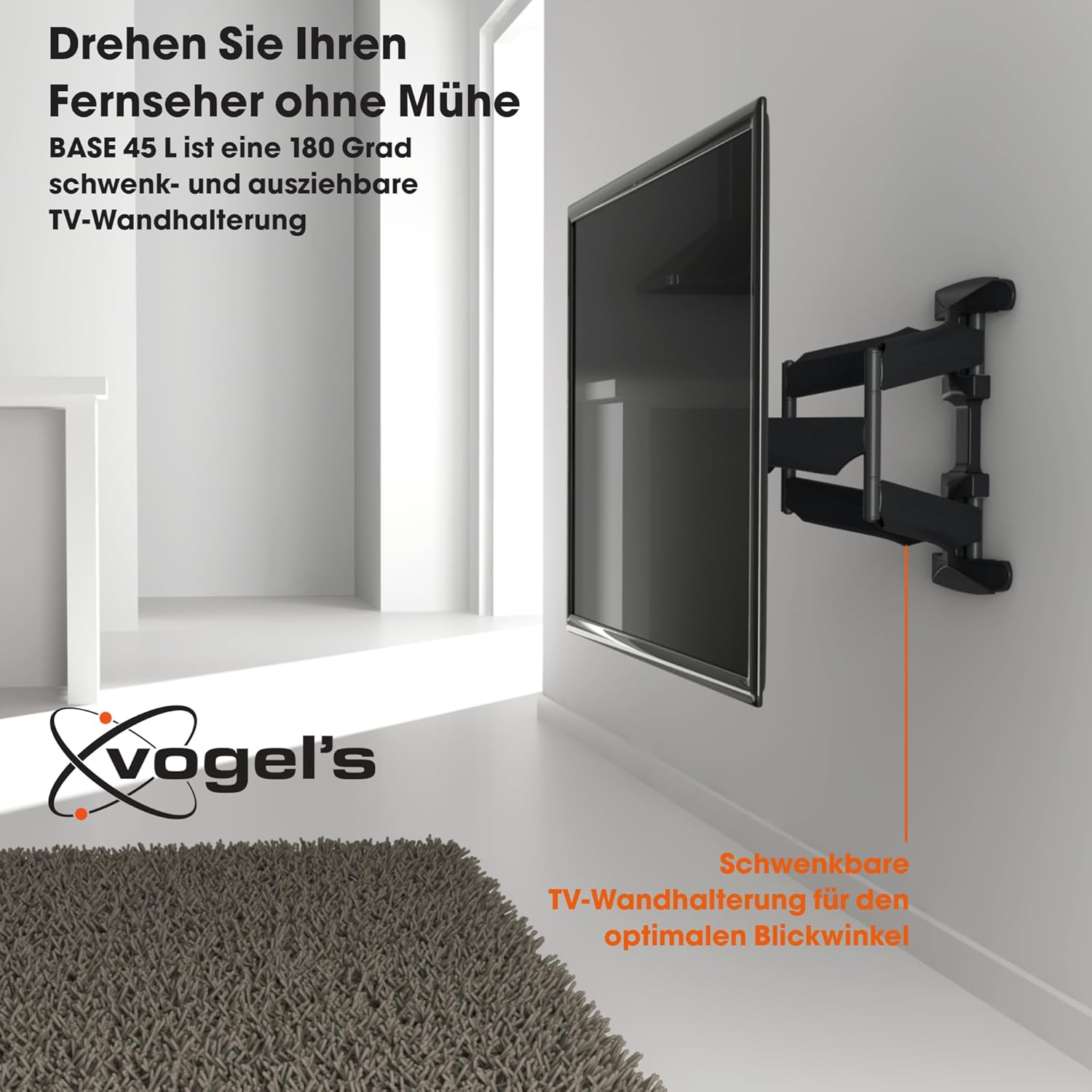 Detalle 2 de Vogel's BASE 45 L Schwenkbare TV-Wandhalterung für 40–80 Zoll | bis 45 kg, VESA 600x400, TÜV-zertifiziert