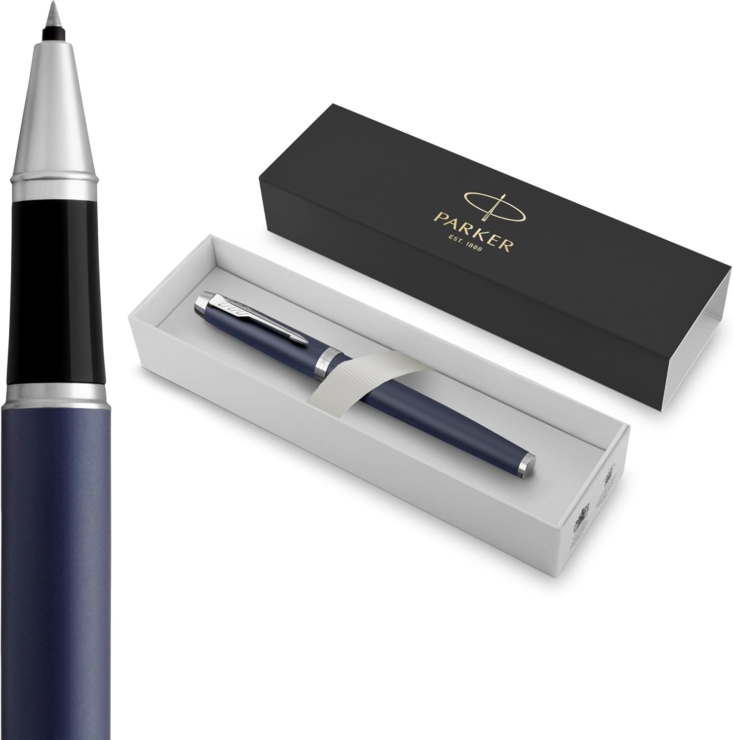 Detalle de Parker IM Rollerball Pen in Matte Blue (Fine Point Black Ink) with Gift Box