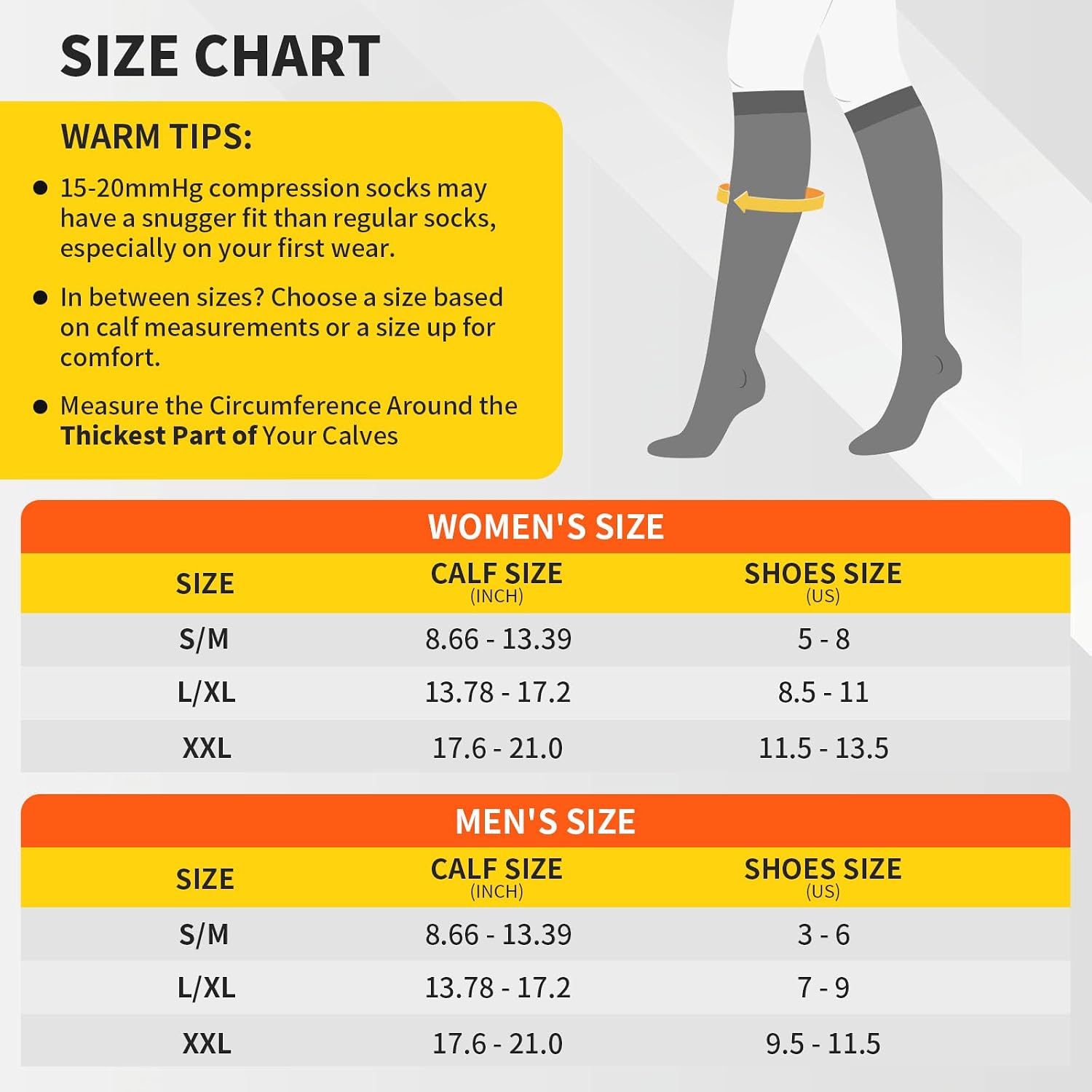 Detalle de CAMBIVO CS00 Compression Socks, 15–20 mmHg, 3 Pairs for Work and Travel