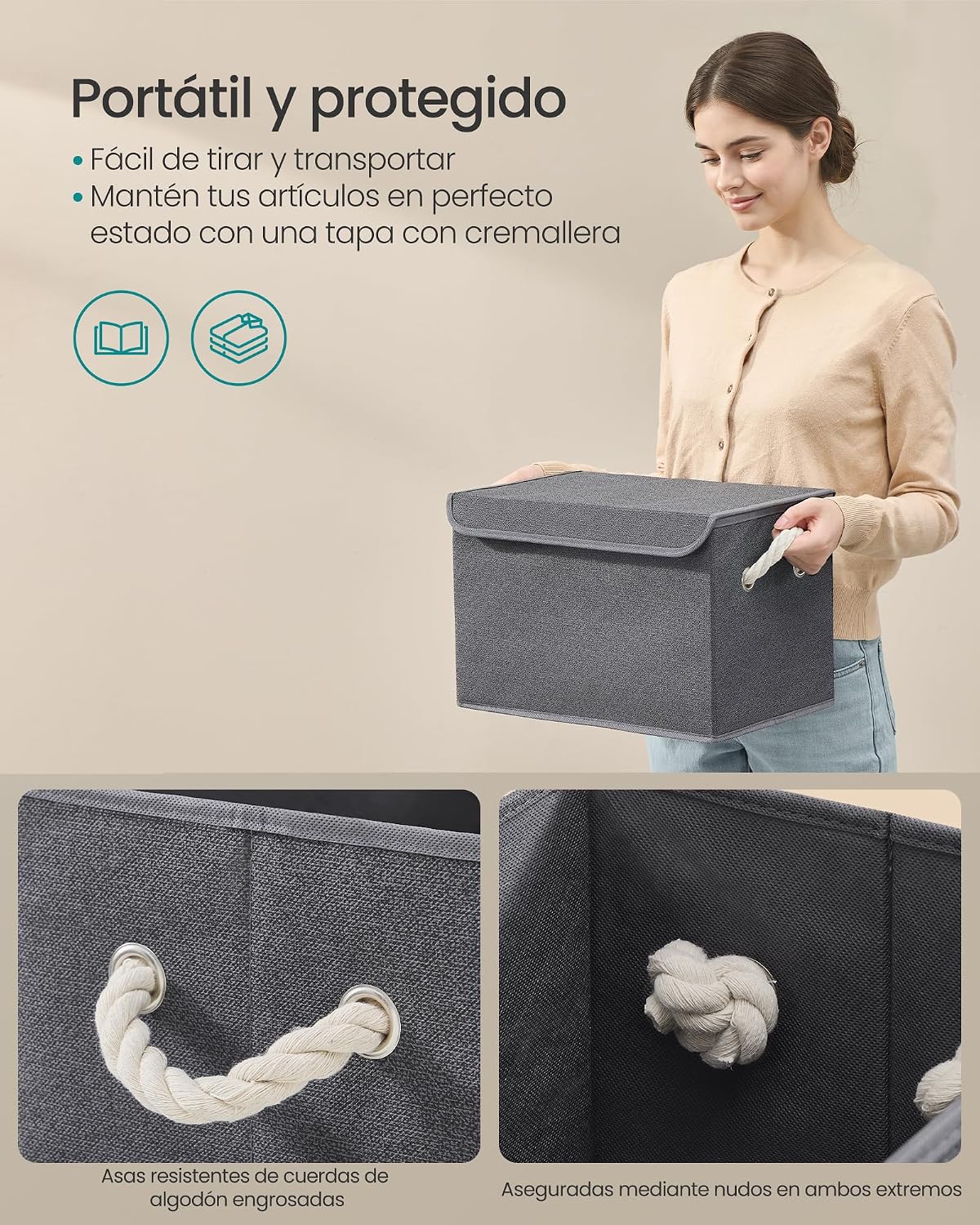 Detalle 2 de SONGMICS RFB013GZ01 caja plegable 38 x 25 x 25 cm