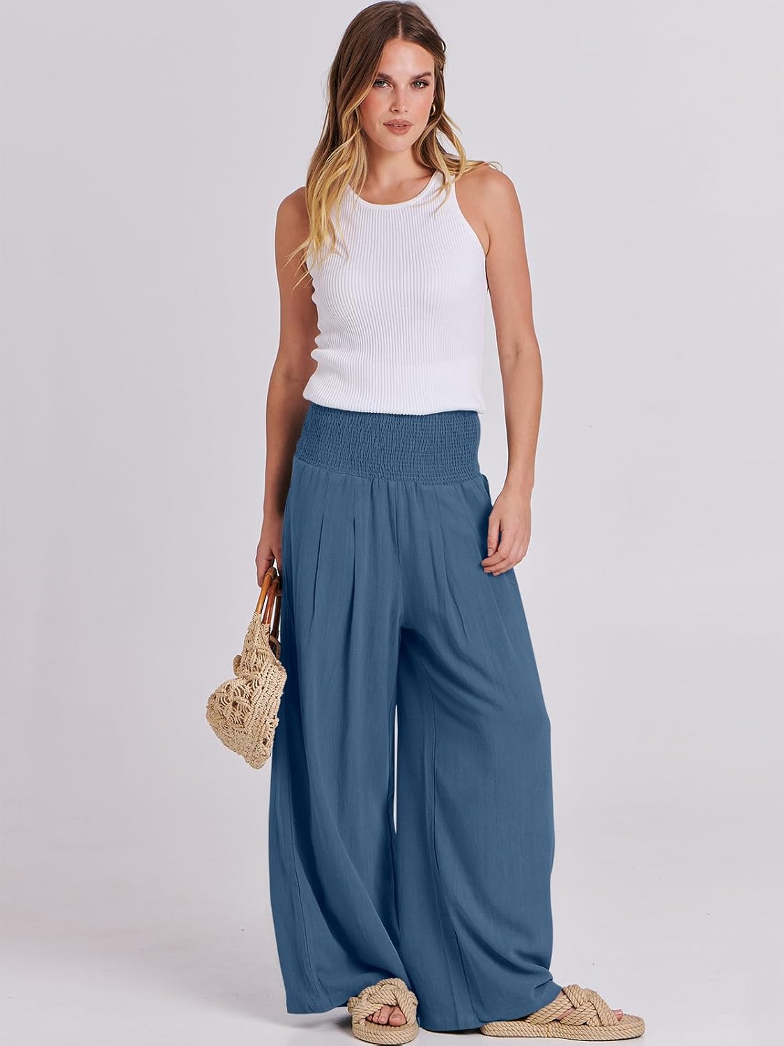 Thumbnail 6 de ANRABESS Linen Palazzo Pants High Waist 2026