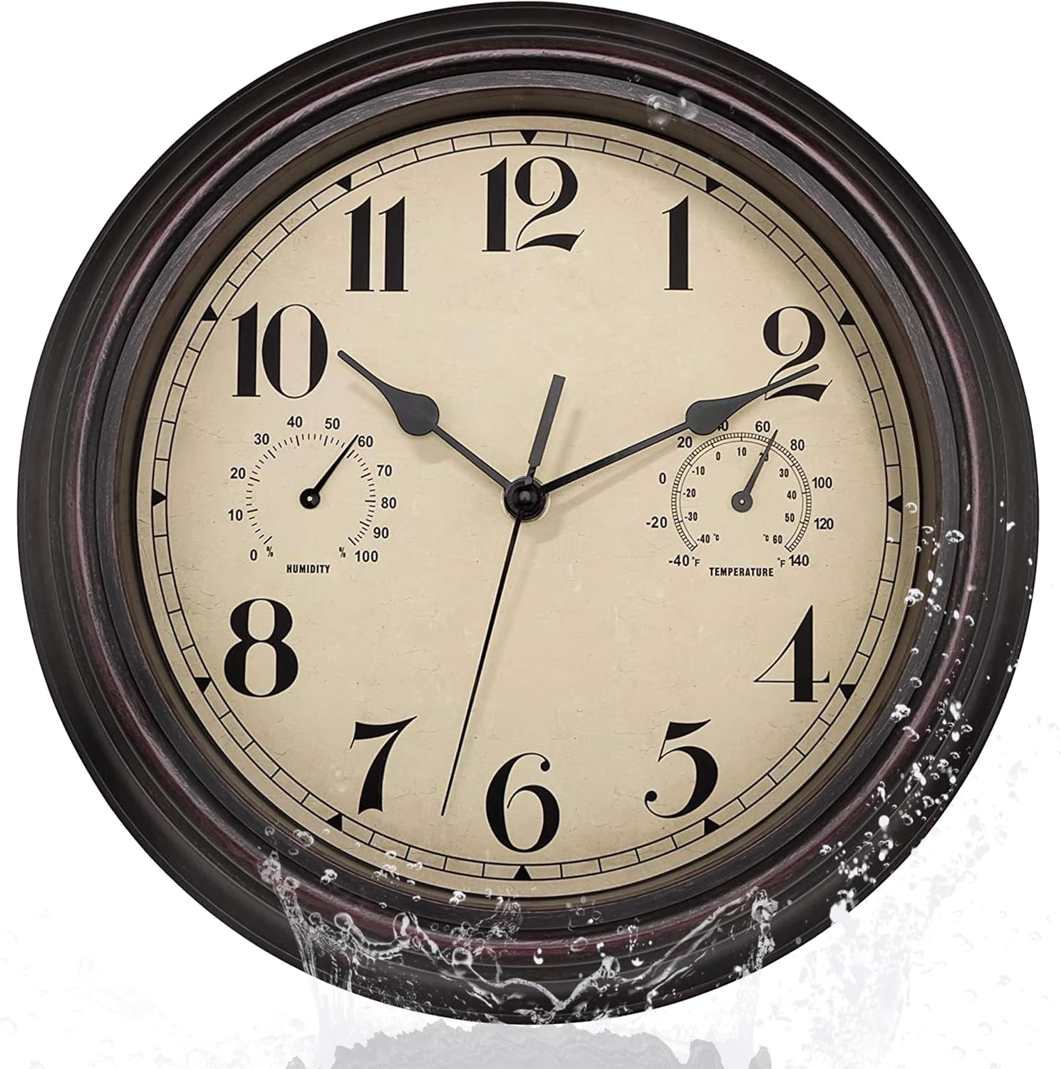 Detalle de Foxtop 3 horloge murale imperméable wandklok, stil en weerbestendig, brons