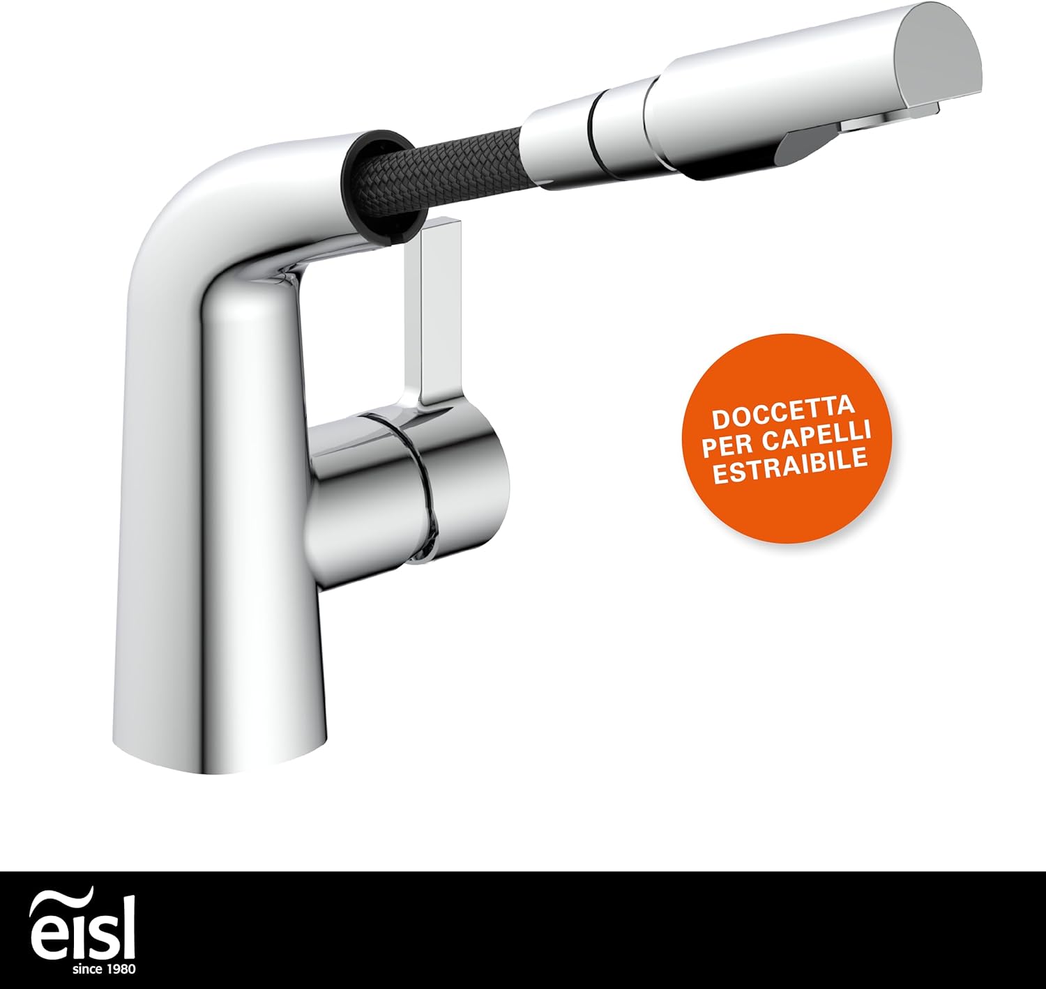 Thumbnail 1 de EISL COOL NI075COCR: rubinetto da bagno con doccetta estraibile in cromato, installazione facile