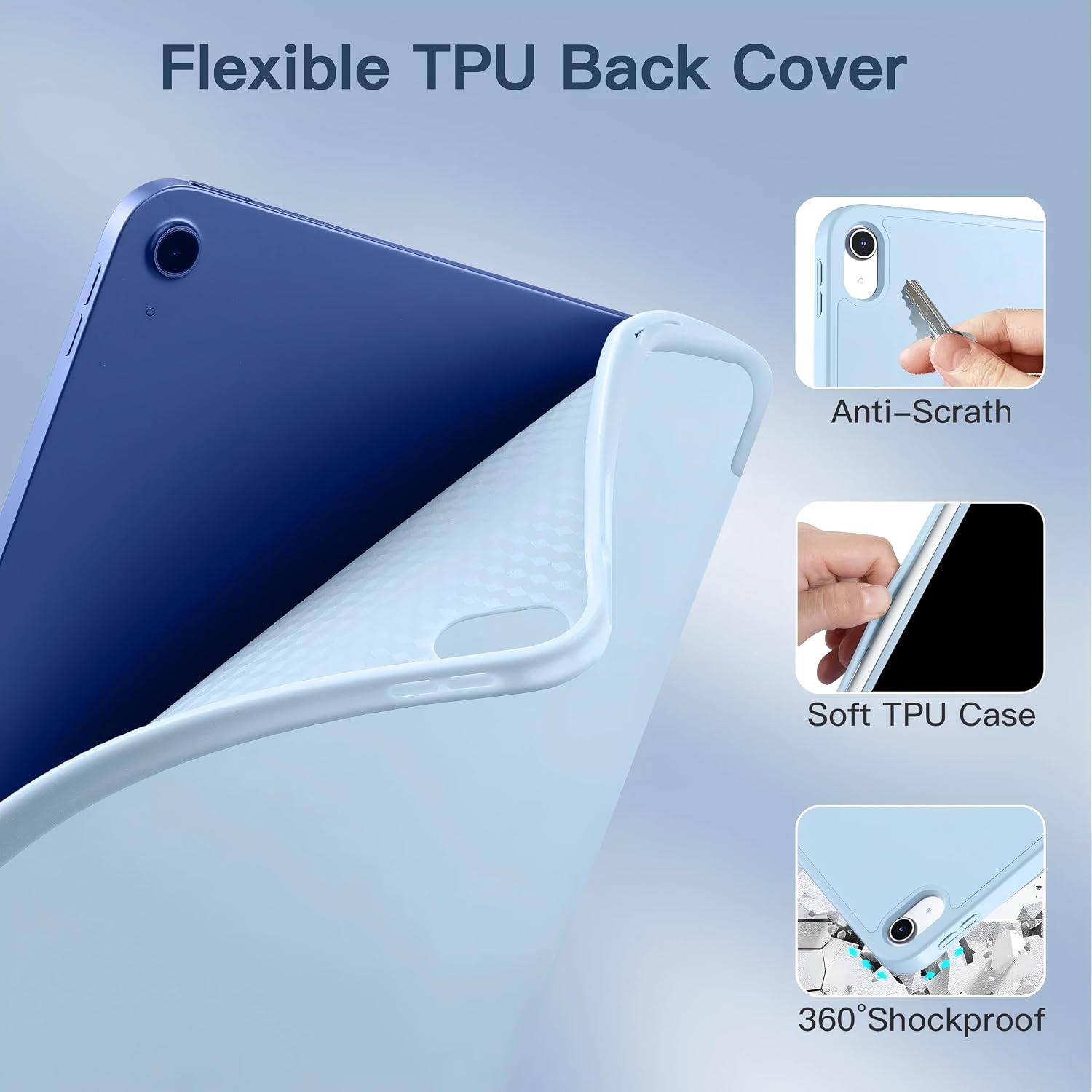 Detalle de Palkitsee iPad (A16) 11th Gen 11-Inch Case with Pencil Holder — Sky Blue