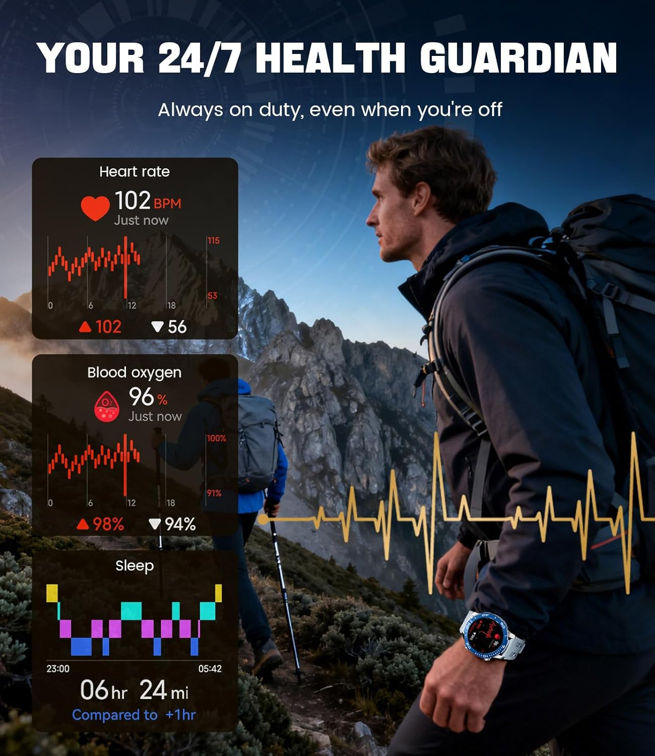 Thumbnail 3 de LIGE Montre Connectée Homme 1.43" AMOLED