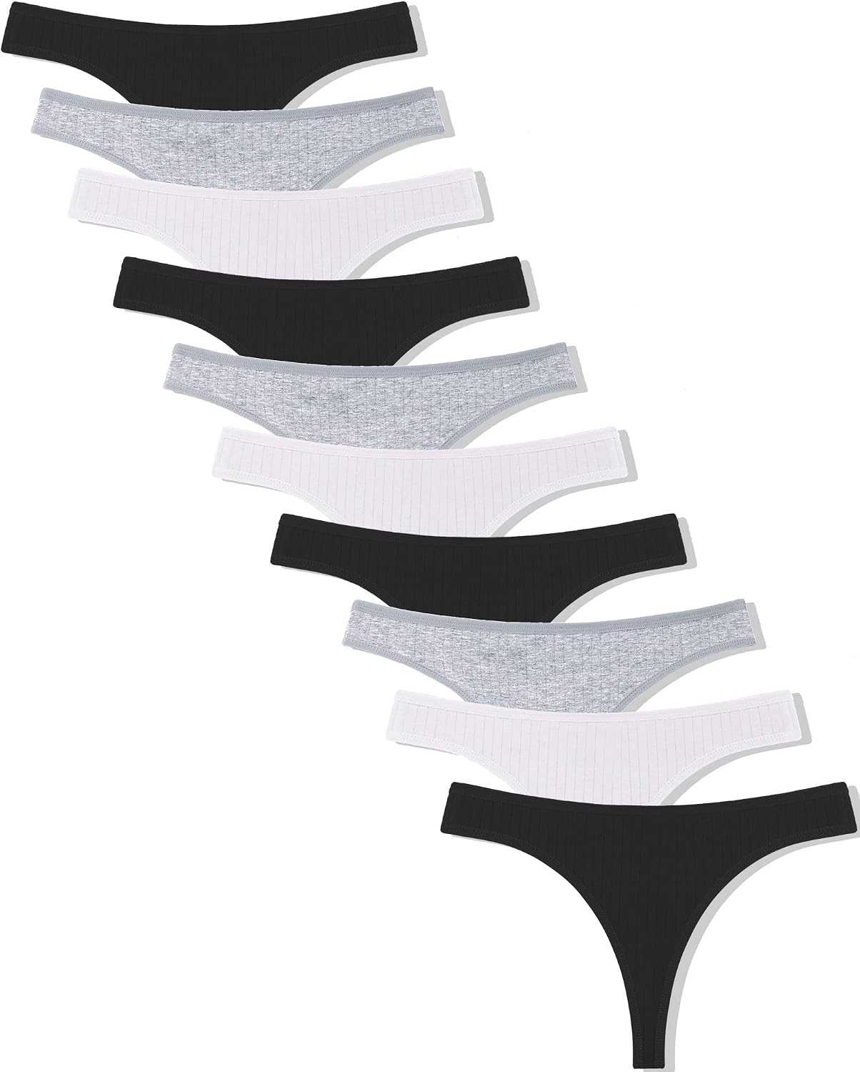 Detalle de FINETOO 10er Pack Strings Set: Baumwoll-Tangas für Damen, komfortabler Basic-Style