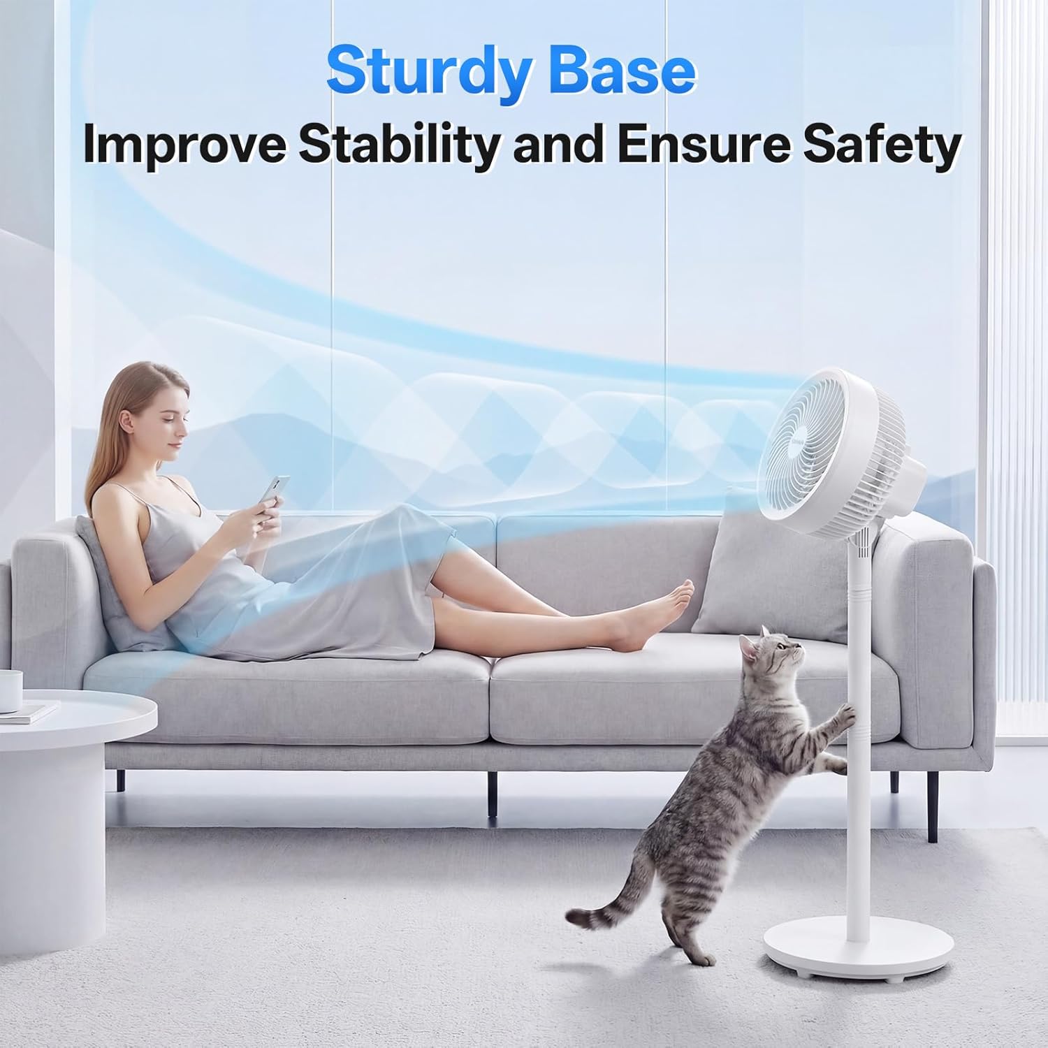 Thumbnail 6 de WOWDSGN 2-in-1 Pedestal Circulator Fan – Ultra-Quiet, 4-Height Floor Fan with 73° Oscillation