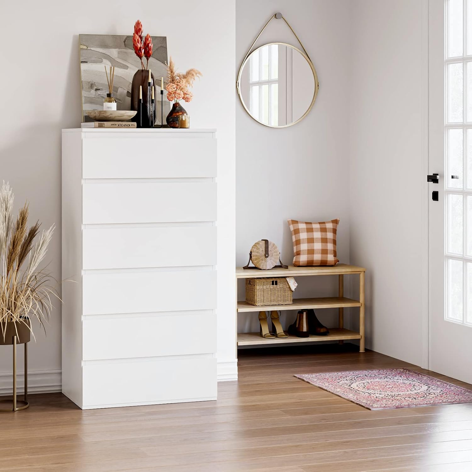 Detalle 2 de FOREHILL M281 Chest of Drawers, 6 Drawers, White, 119cm
