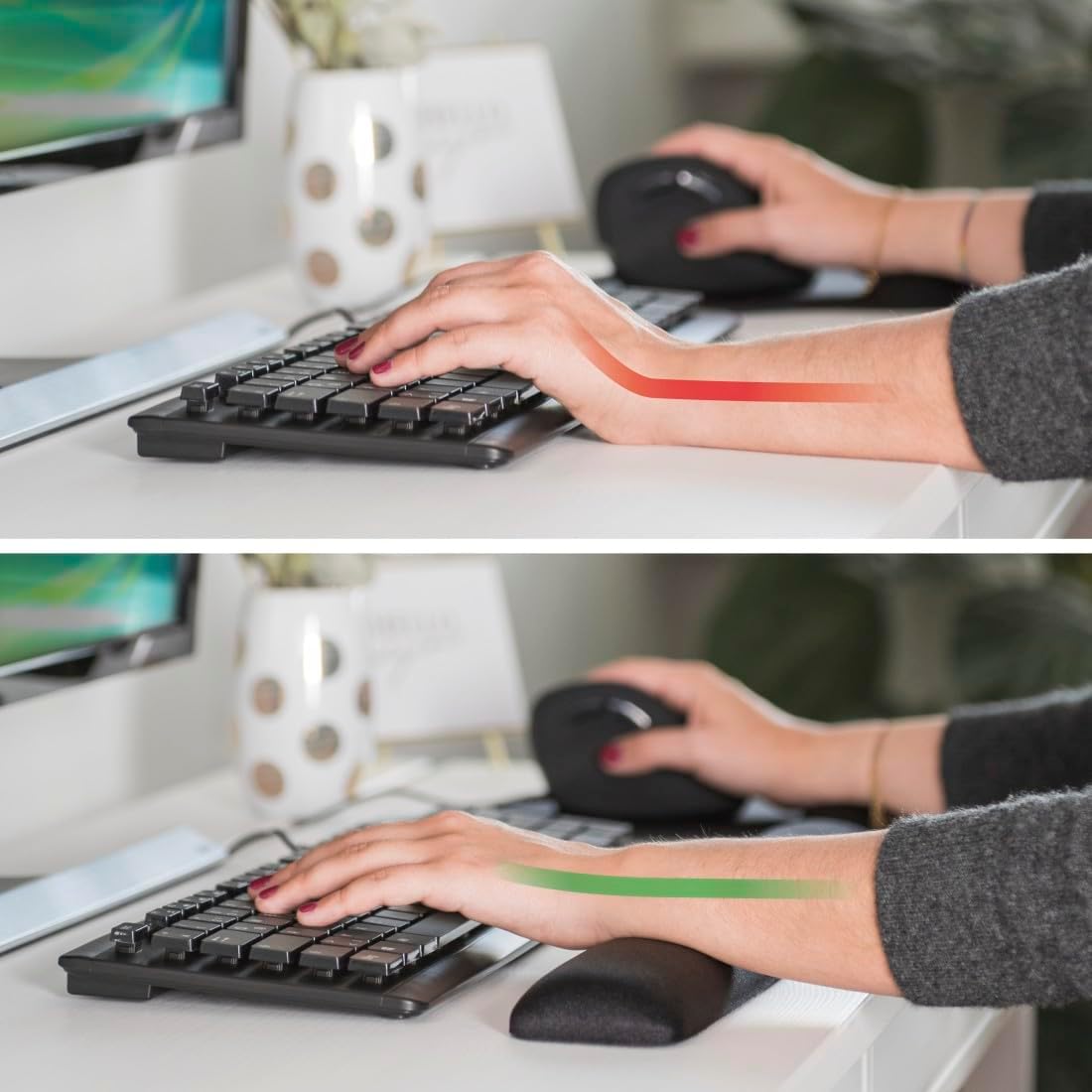 Detalle 2 de Repose-mains pour clavier Ergo en mousse à mémoire de forme – Noir