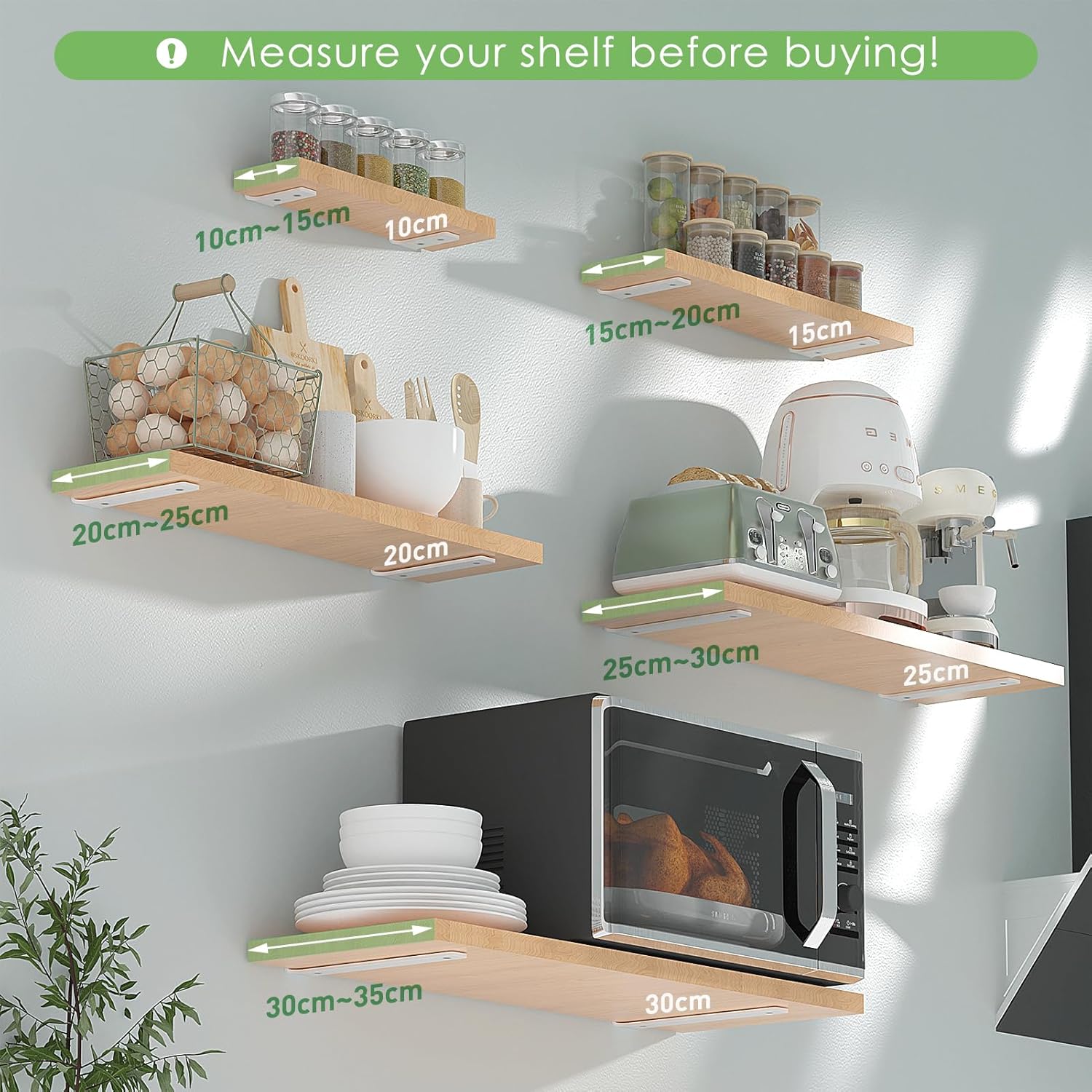 Thumbnail 4 de Yeabett 4 Pack Shelf Brackets 15cm – Heavy Duty Wall Brackets, 75kg Load Capacity, White