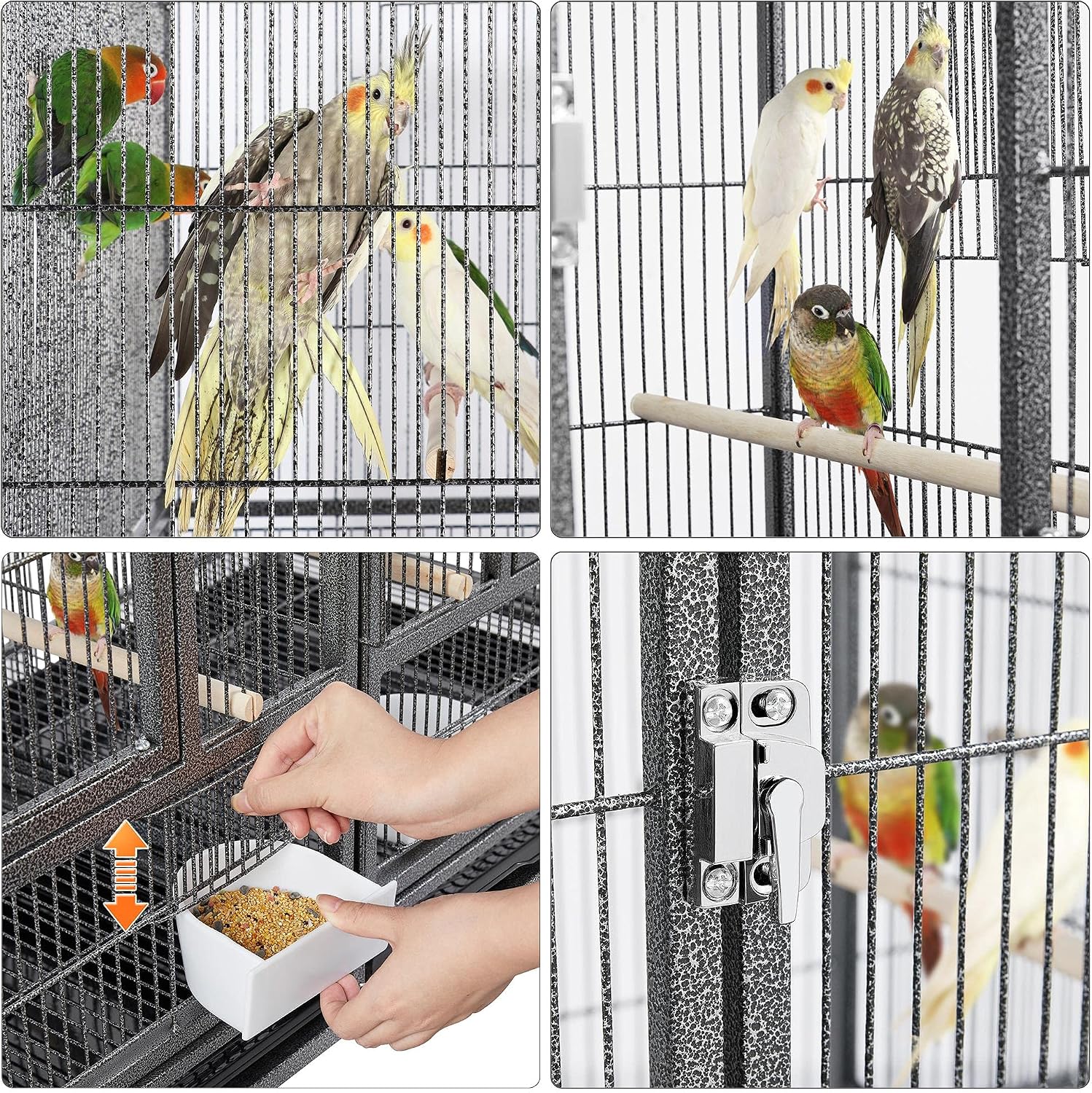 Detalle de Yaheetech Cage Oiseau Volière 95,5 x 45,5 x 52,5 cm – double espace, métal antirouille