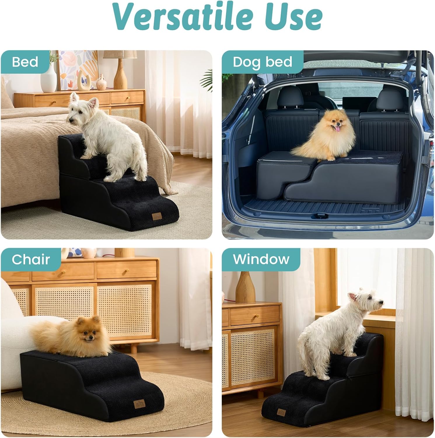 Thumbnail 5 de COZY KISS Dog Stairs for Small Dogs — 19.7" High, Detachable Ramp with High-Density Foam