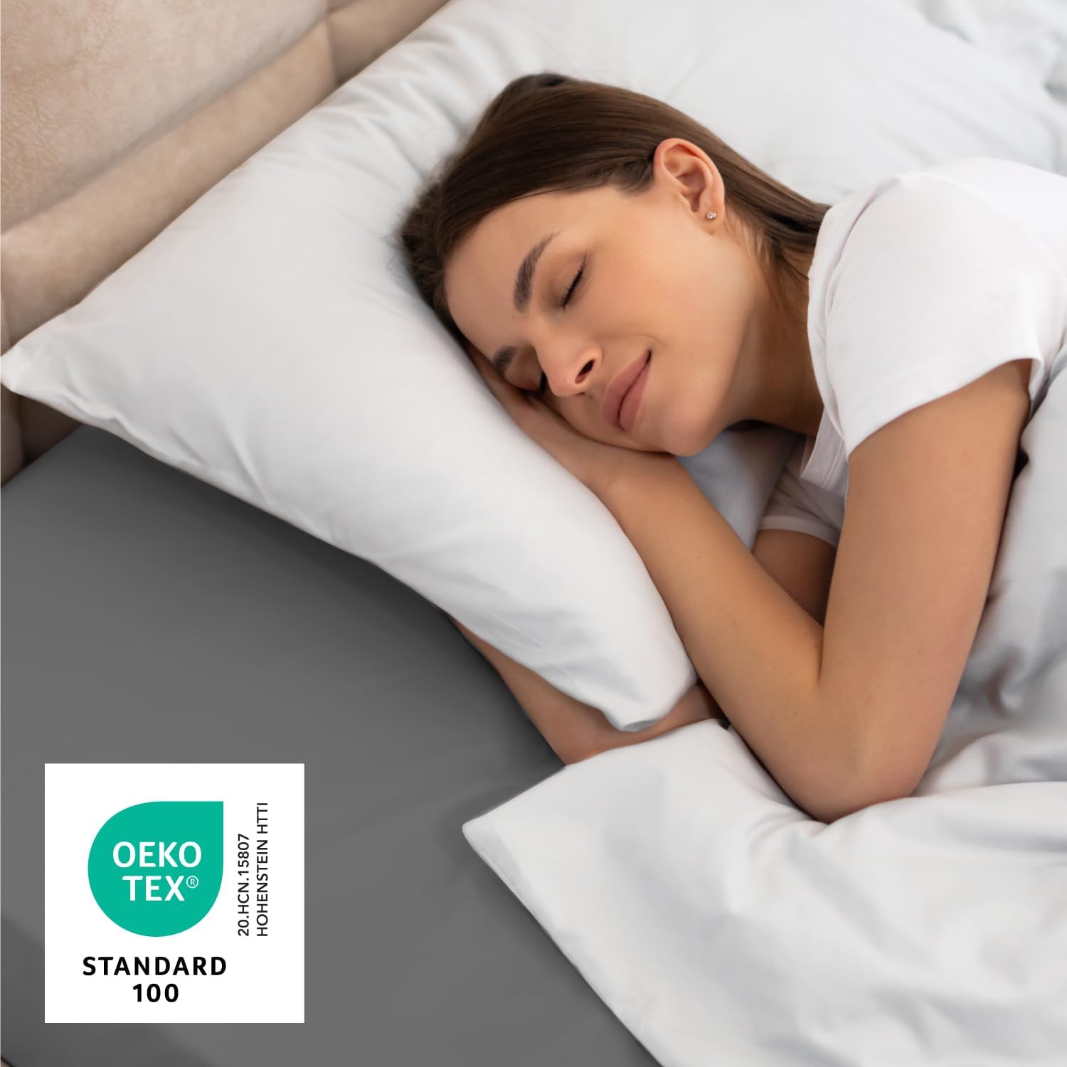 Thumbnail 5 de Dreamzie Spannbettlaken 90x190/200 cm im 2er-Set (Anthrazit) – 100% Polyester Mikrofaser, OEKO‑TEX Standard 100