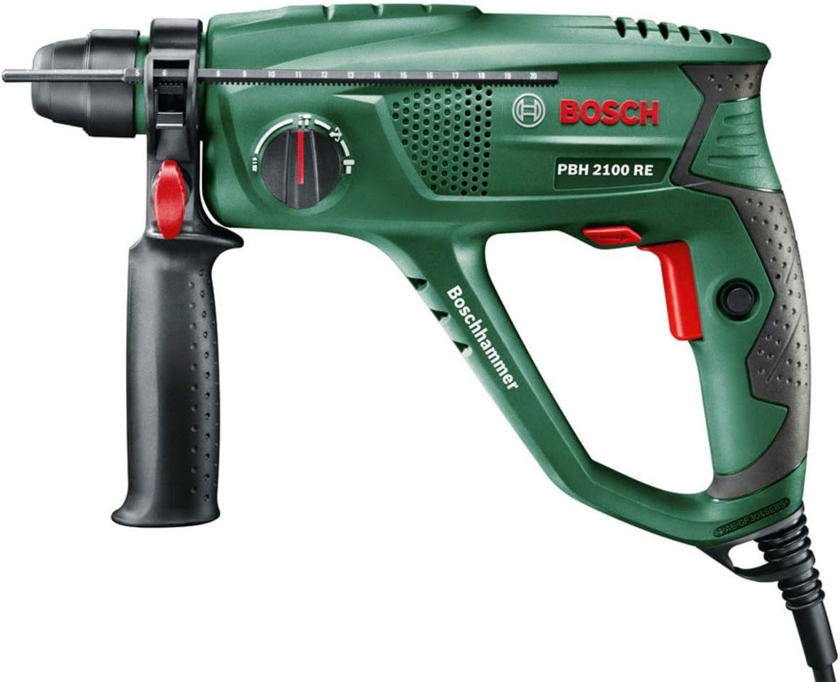 Detalle de Bosch Bohrhammer PBH 2100 RE mit 550-W-Motor und pneumatischem Hammerwerk (SDS-plus, im Koffer)