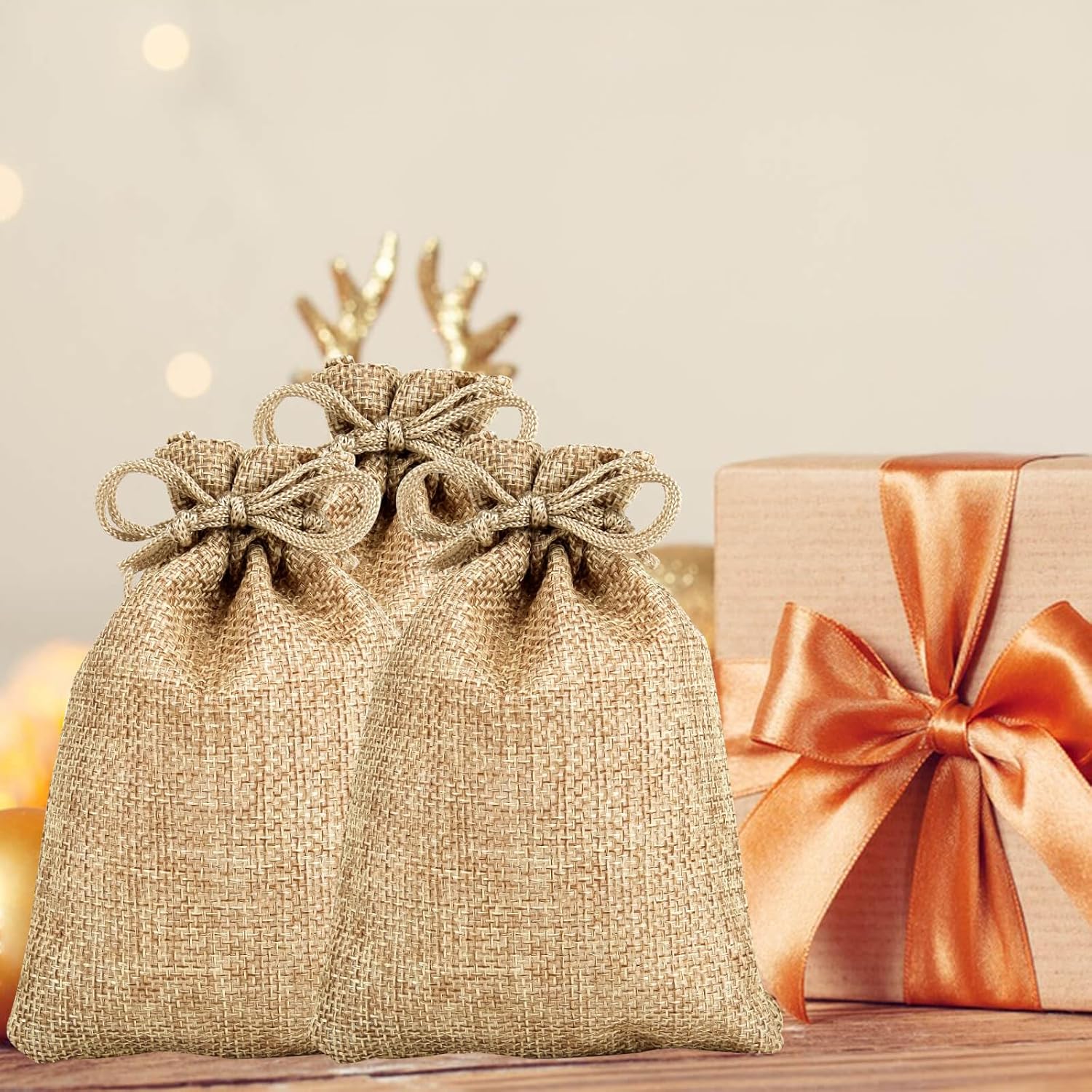 Thumbnail 6 de Sachets en toile de jute 10x14 cm, lot de 30 dragées – Pochon cadeau naturel