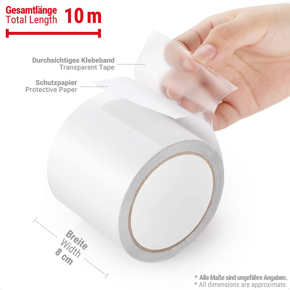 Thumbnail 4 de ecooe Ruban de réparation de tente 8 cm x 10 m, adhésif transparent étanche (PET)