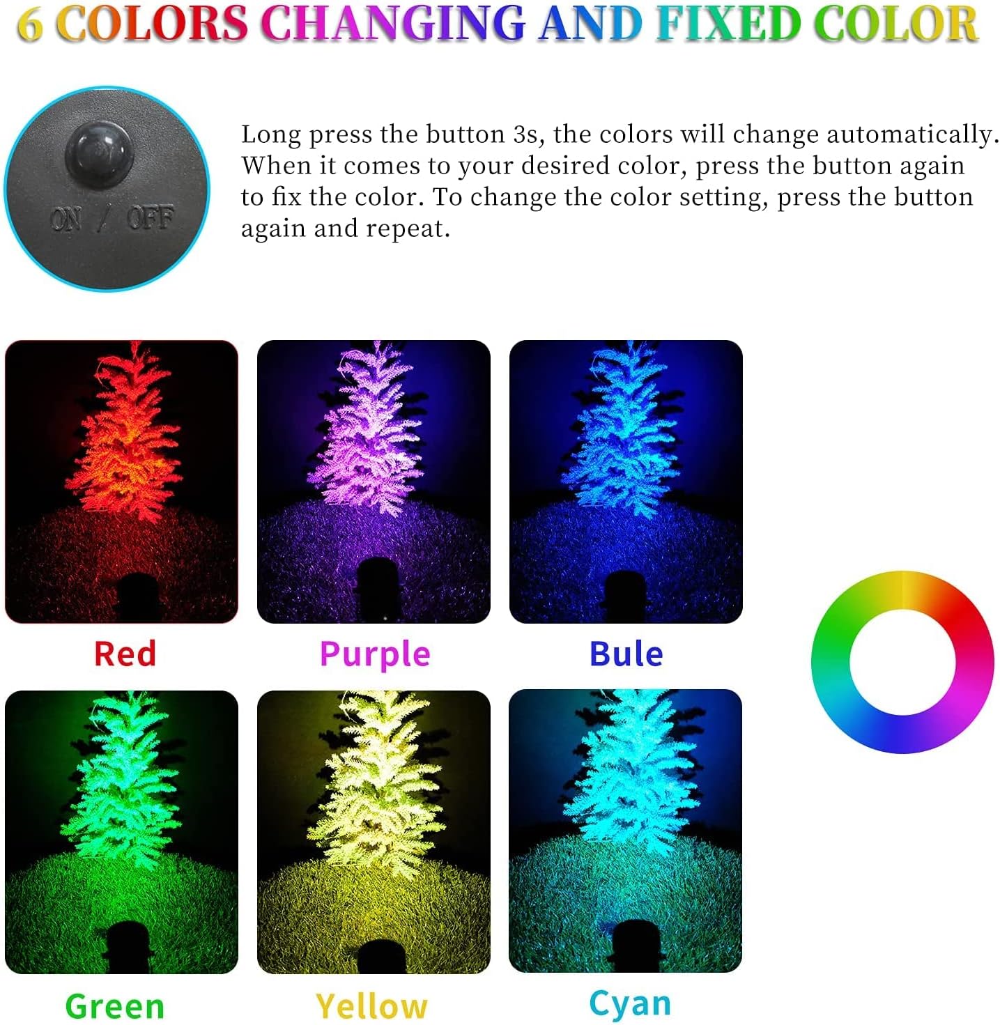 Detalle de T-SUNUS Gartenstrahler Solar RGB – Solarlampen für außen mit RGB Farbwechsel, IP65 und 6 Farben