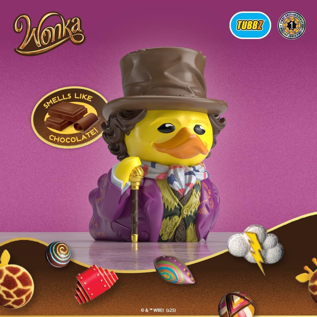 Detalle 2 de TUBBZ Erstausgabe: Willy Wonka als Cosplaying-Gummiente – Vinylfigur
