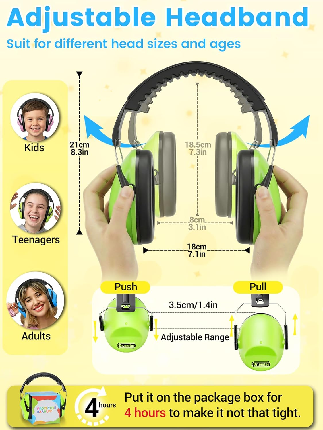 Thumbnail 3 de Dr.meter Cuffie Auricolari per bambini – Protezione dal rumore con fascia regolabile e design pieghevole
