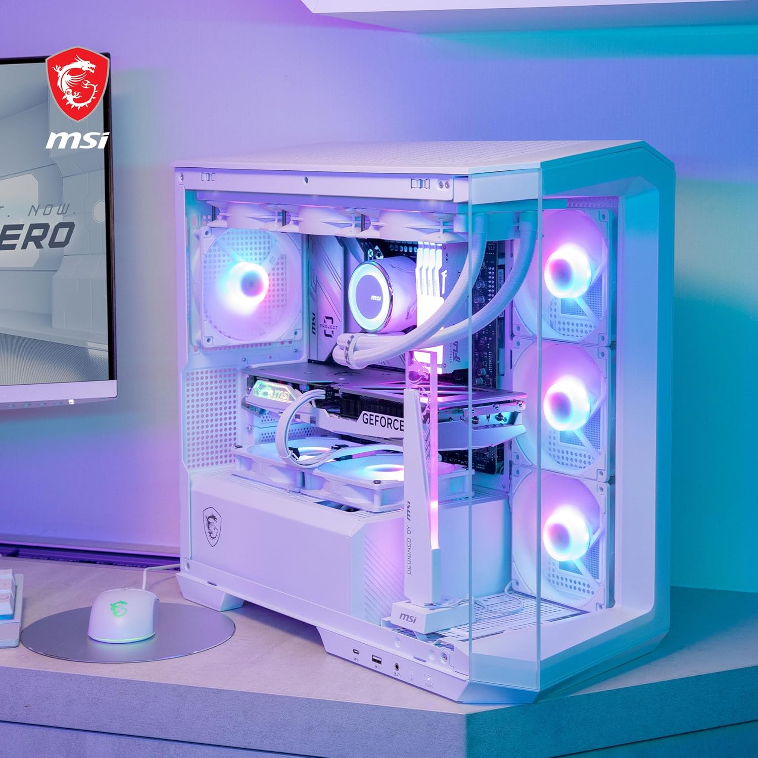 Thumbnail 6 de MSI MAG PANO M100R PZ Micro-ATX PC Case (White)