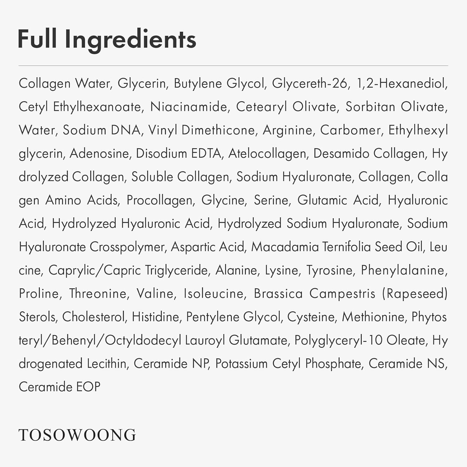Detalle 2 de TOSOWOONG Siero Real Collagen Viso – siero idratante con collagene idrolizzato e acido ialuronico (33 ml)