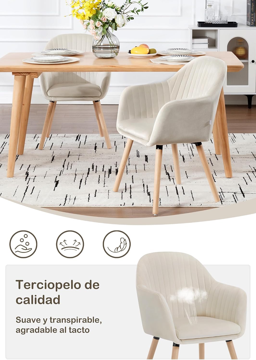Thumbnail 6 de WOLTU BH95cm-2 Sillas comedor terciopelo 2 unidades