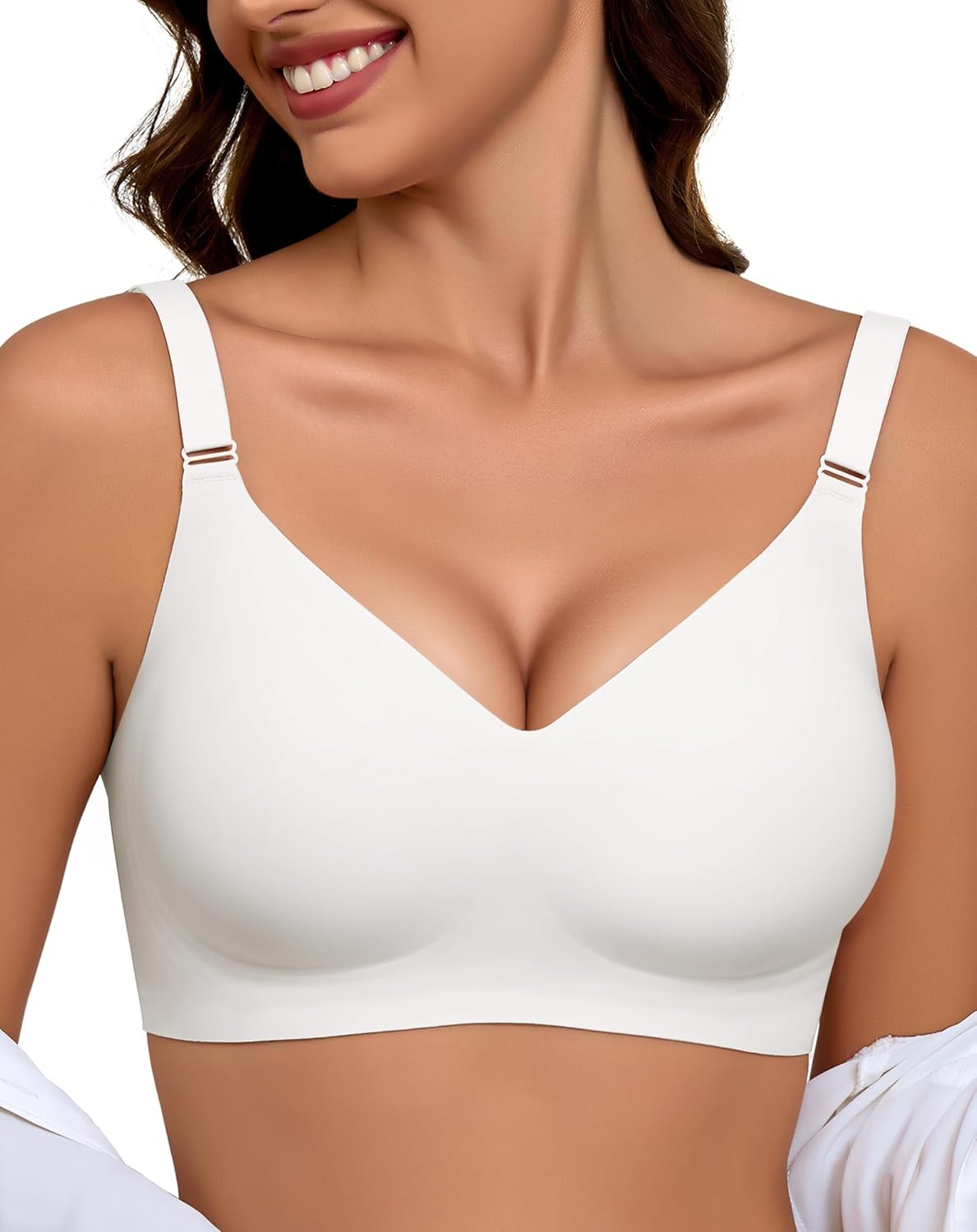 Detalle de BH Damen Ohne Bügel Push Up Gepolstert – Nahtloser Soft T-Shirt-BH, Vollschalenkomfort
