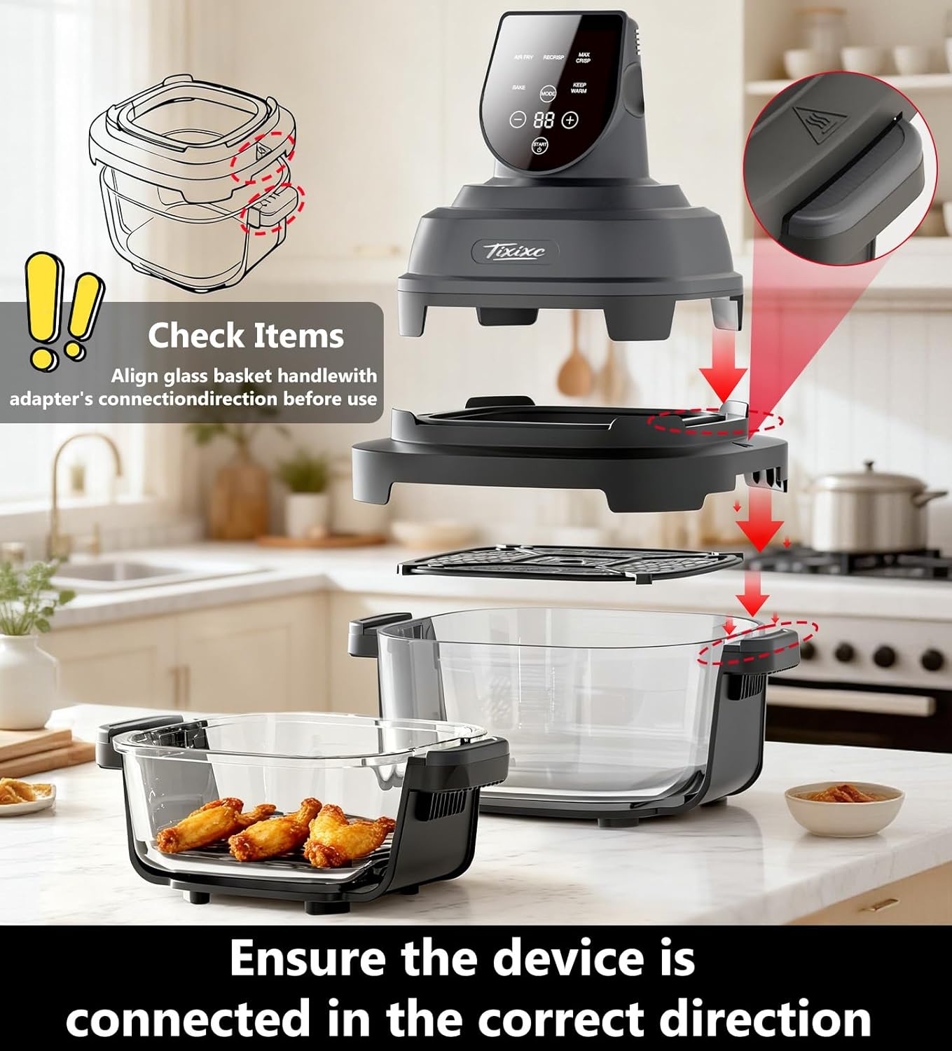 Thumbnail 6 de Tixixc 1500W Portable Glass Air Fryer