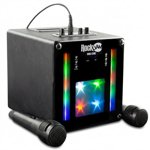 RockJam singcube: Máquina de Karaoke Bluetooth con 2 micrófonos y luces LED