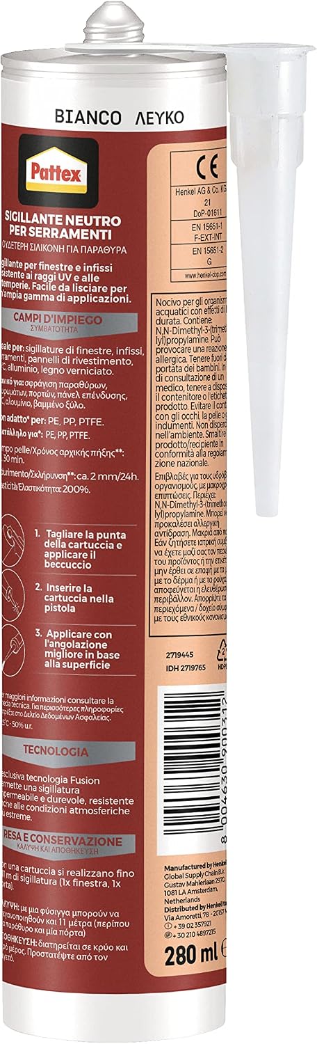 Detalle 2 de Pattex Silicone Sigillante Finestre Infissi 280 ml