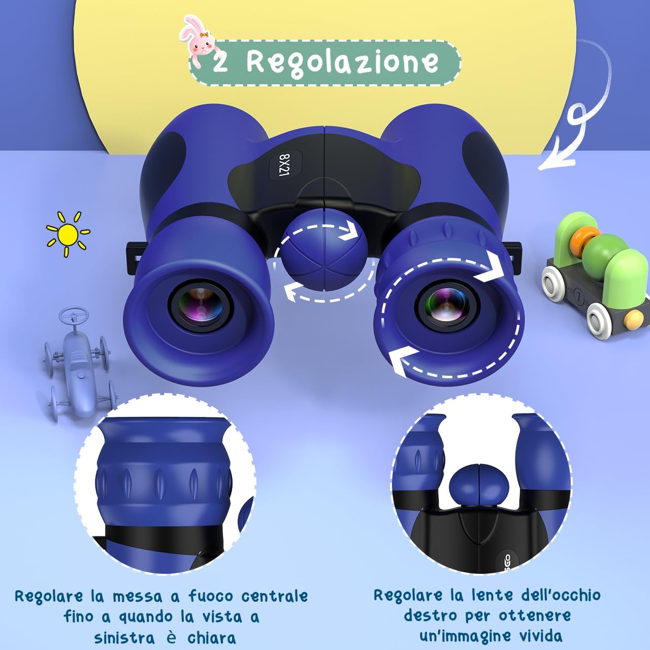 Detalle de Upgrade Impermeabile Compatto Binocolo per Bambini 8x21 – Esplorazione all'aperto in stile educativo