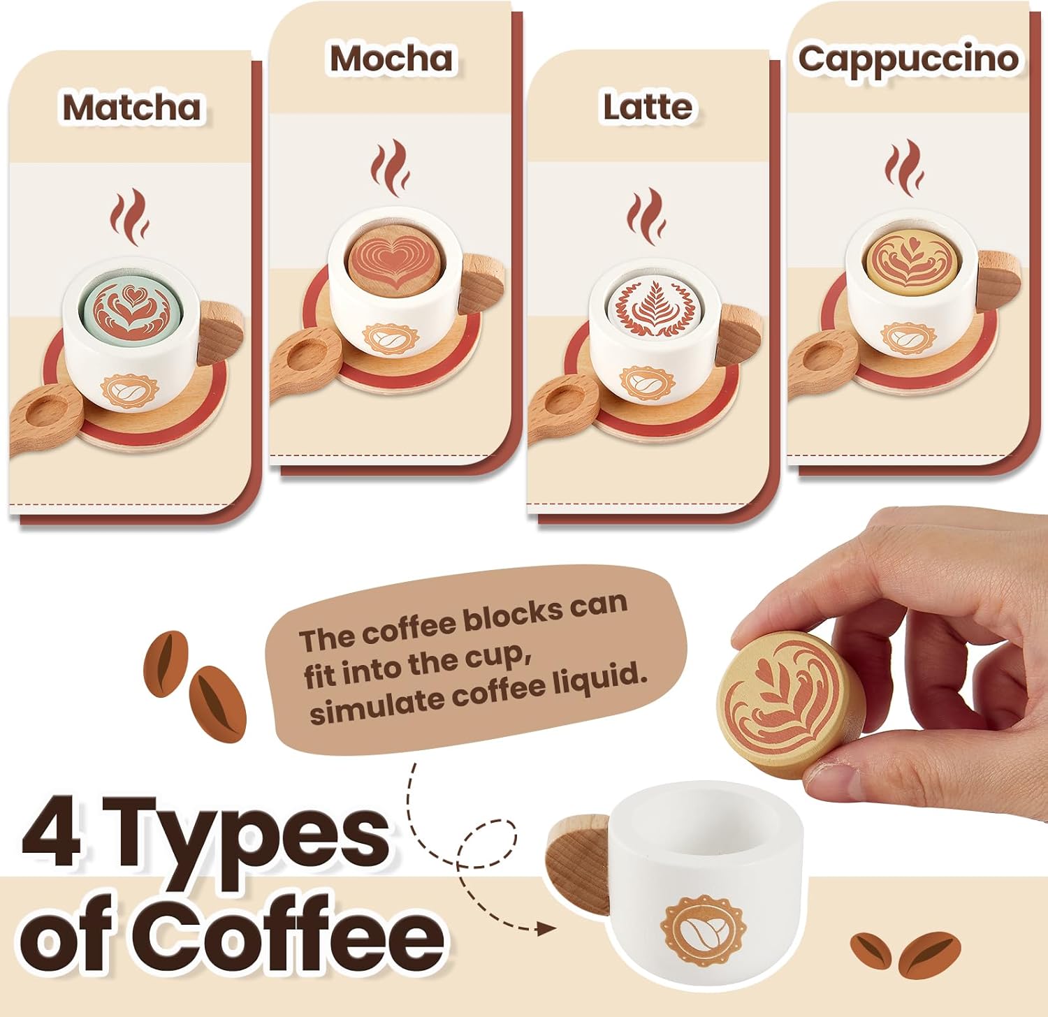 Thumbnail 4 de BUYGER Kids Wooden Coffee Machine Toy