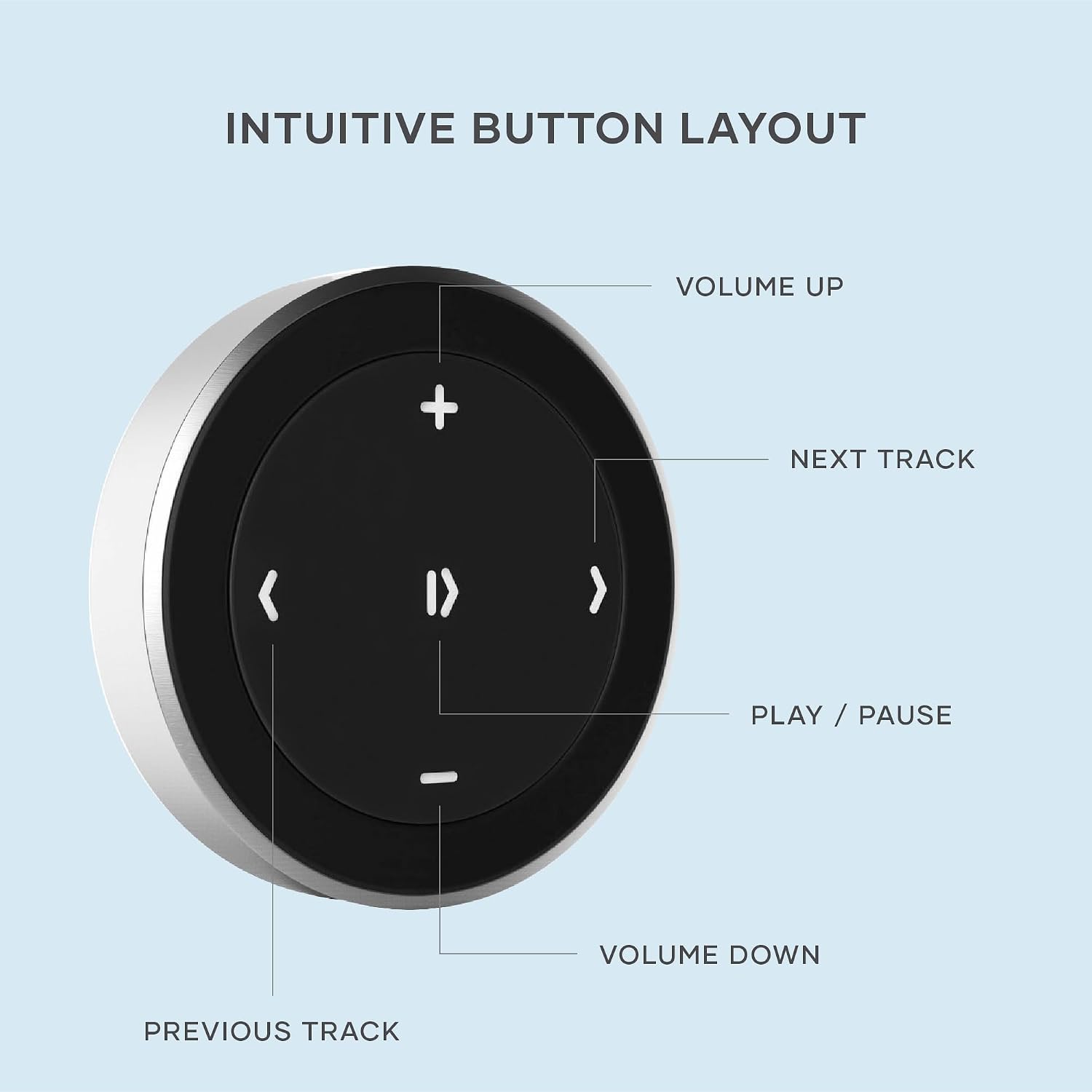 Detalle de Satechi Bluetooth Media Button with Steering Wheel Mount — wireless music and volume control for car, bike and desk