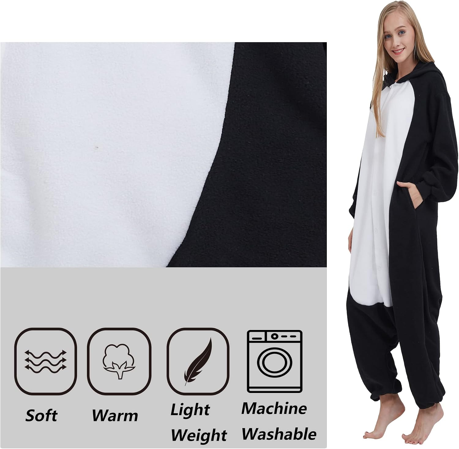 Detalle de SimZoo Adult Animal Onesie Pajamas, Polar Fleece Hooded Halloween Costume