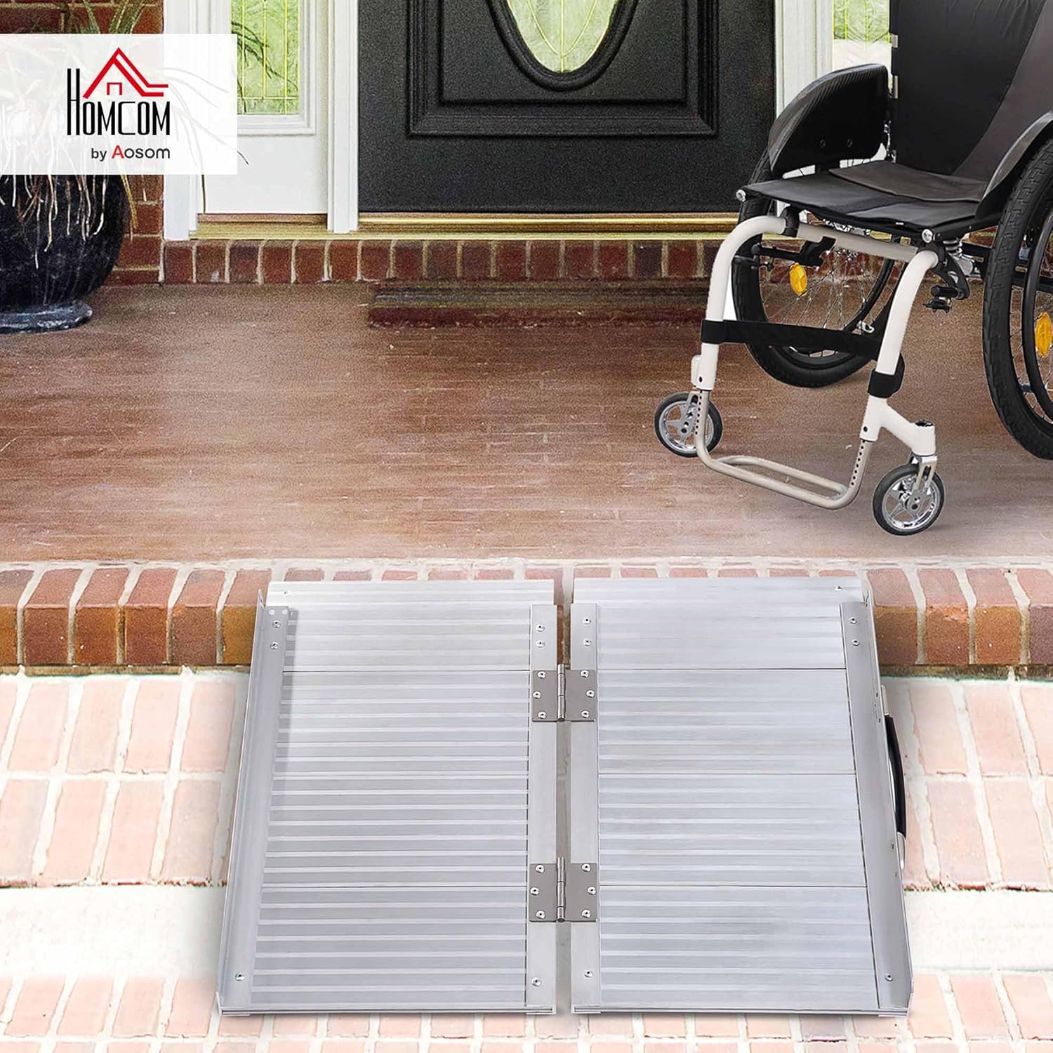 Thumbnail 1 de HOMCOM Rampe d’accès pliable en aluminium pour fauteuil roulant, 61 x 74 cm, charge max. 270 kg