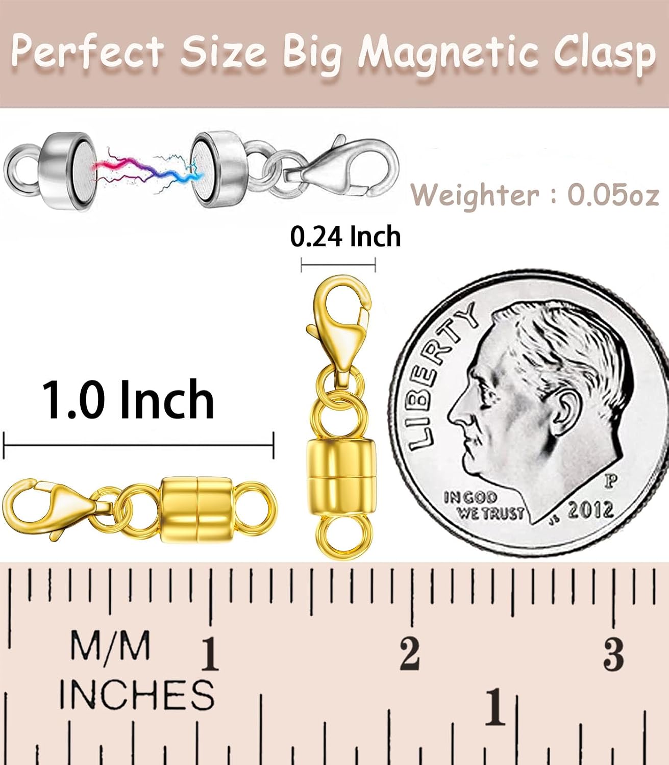 Detalle 2 de Dailyacc 1 Magnetic Lobster Clasp Necklace Extenders, 4-Piece Gold and Silver Set