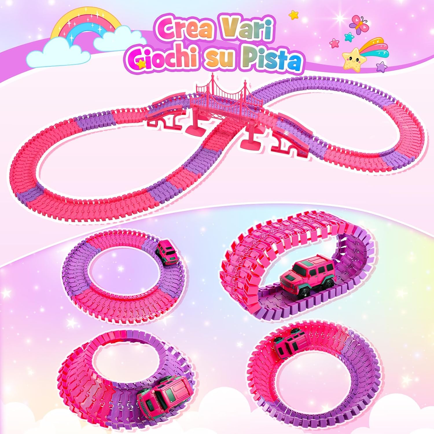 Detalle de iKidiki Regalo Bambina: Pista di Binari e Castello per Bimba 3–8 Anni