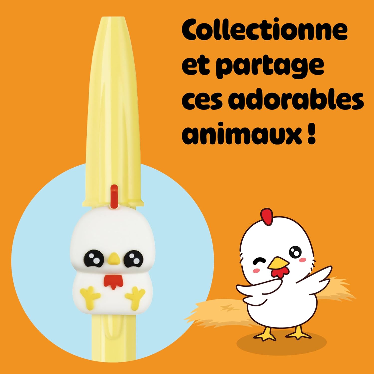 Thumbnail 1 de BIC lot de 5 stylos à bille Cristal Pastel Figurines – pointe moyenne 1,00 mm, encre bleue