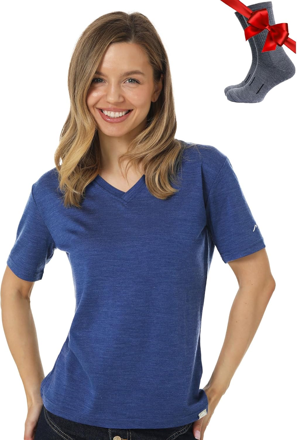 Thumbnail 6 de 100% Merino Shirt Damen V-Ausschnitt – Merino Unterwäsche Damen, schnelltrocknend, atmungsaktiv