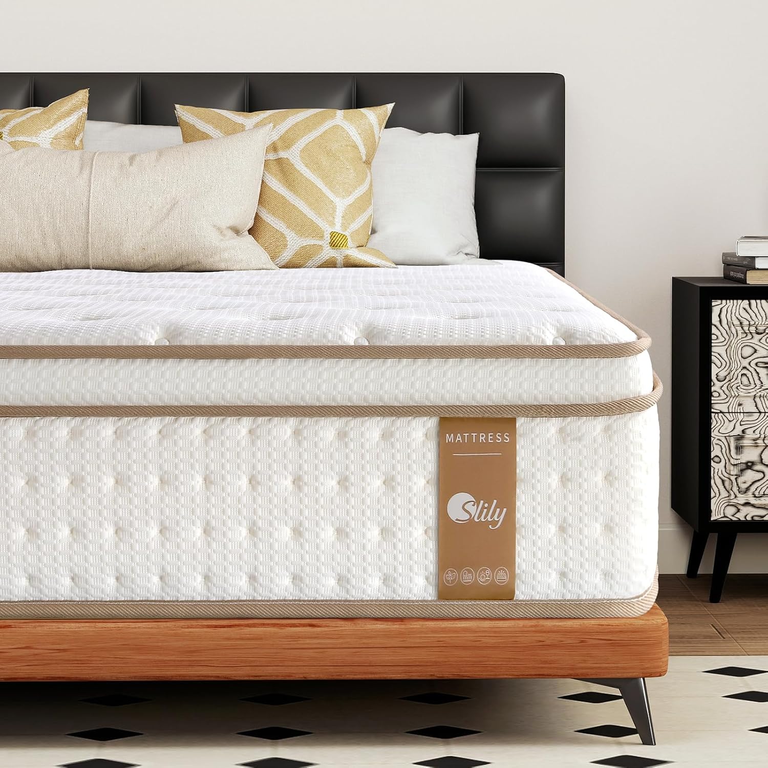 Detalle de Slily 12 Inch 4ft6 Double Mattress – Hybrid Memory Foam Pocket Sprung, 7-Zone Orthopaedic, Medium-Firm