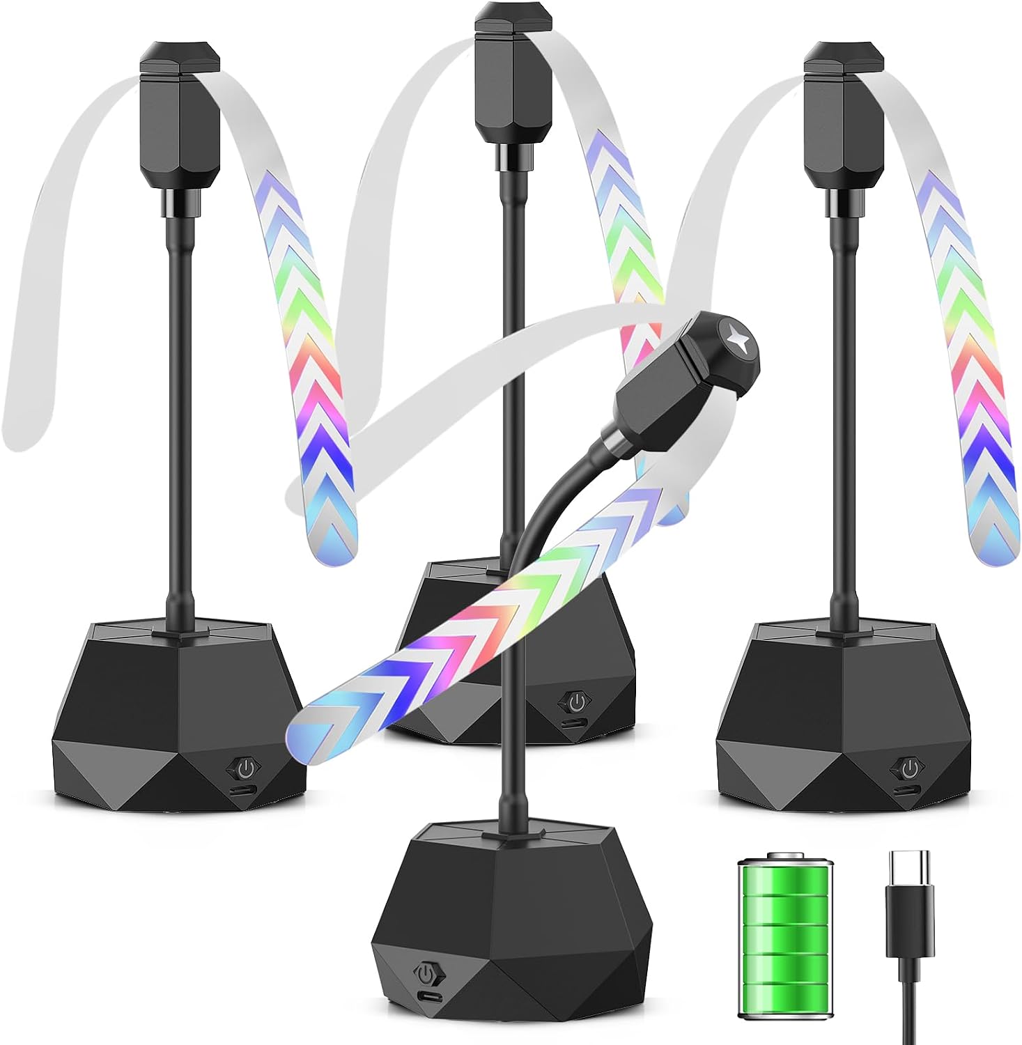Detalle de Eyriolya FF004 Tabletop Fly Fans, 2,000mAh Rechargeable, 360° Adjustable, 4-Pack