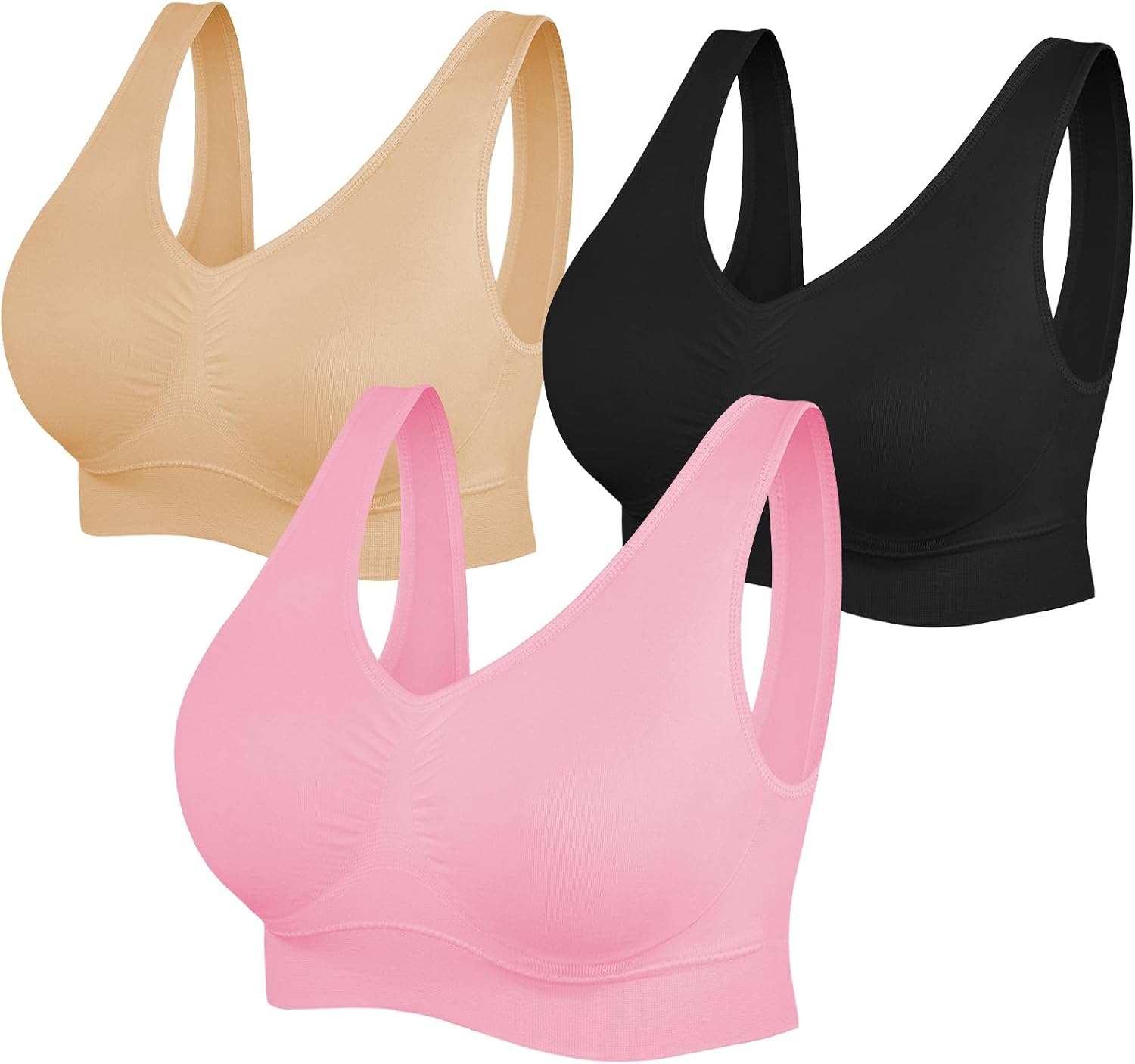 Detalle de SIMIYA Seamless Wireless Sports Bra for Women, Light Support, Removable Pads