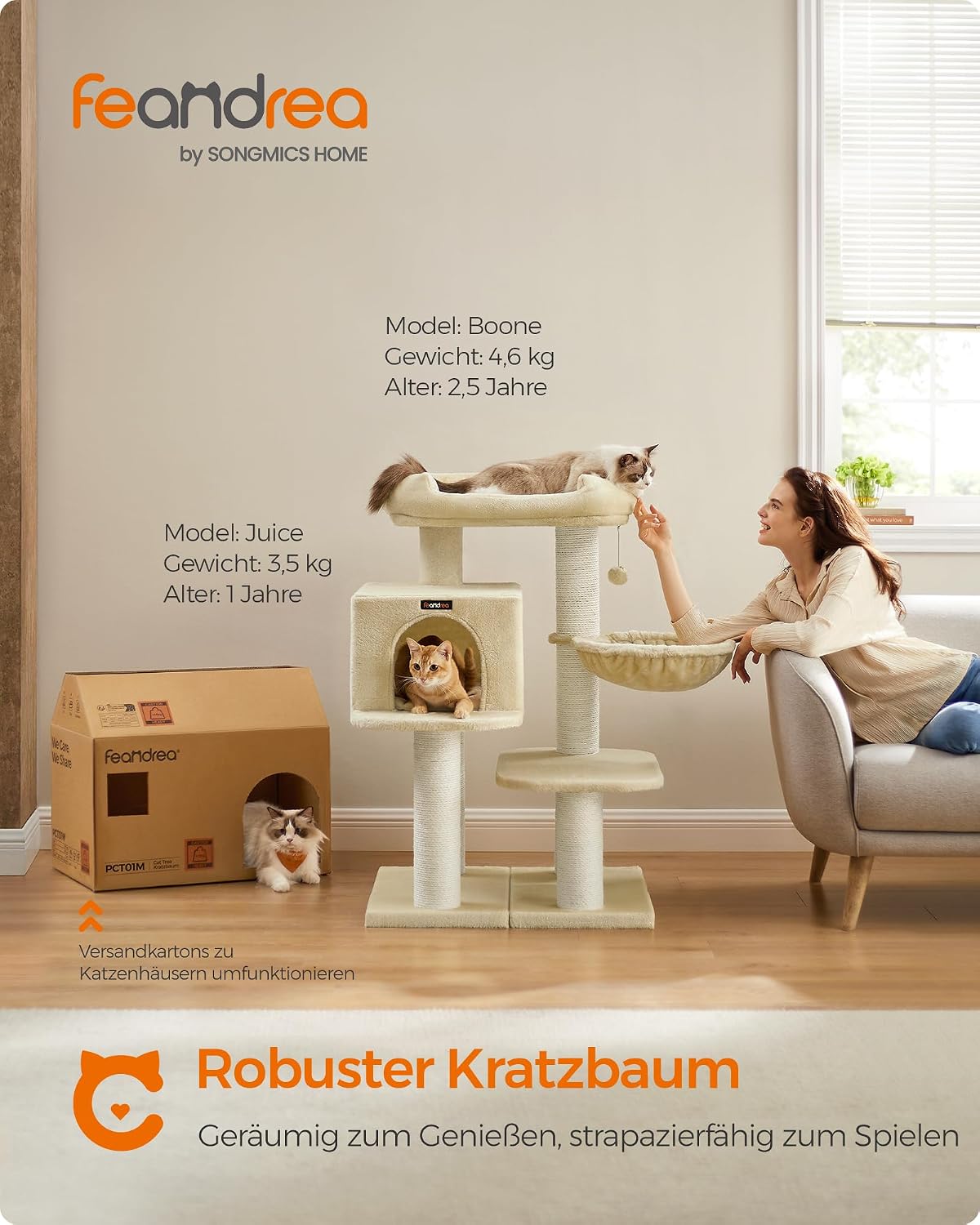 Thumbnail 1 de Feandrea PCT01W Kratzbaum XXL für große Katzen 🐱